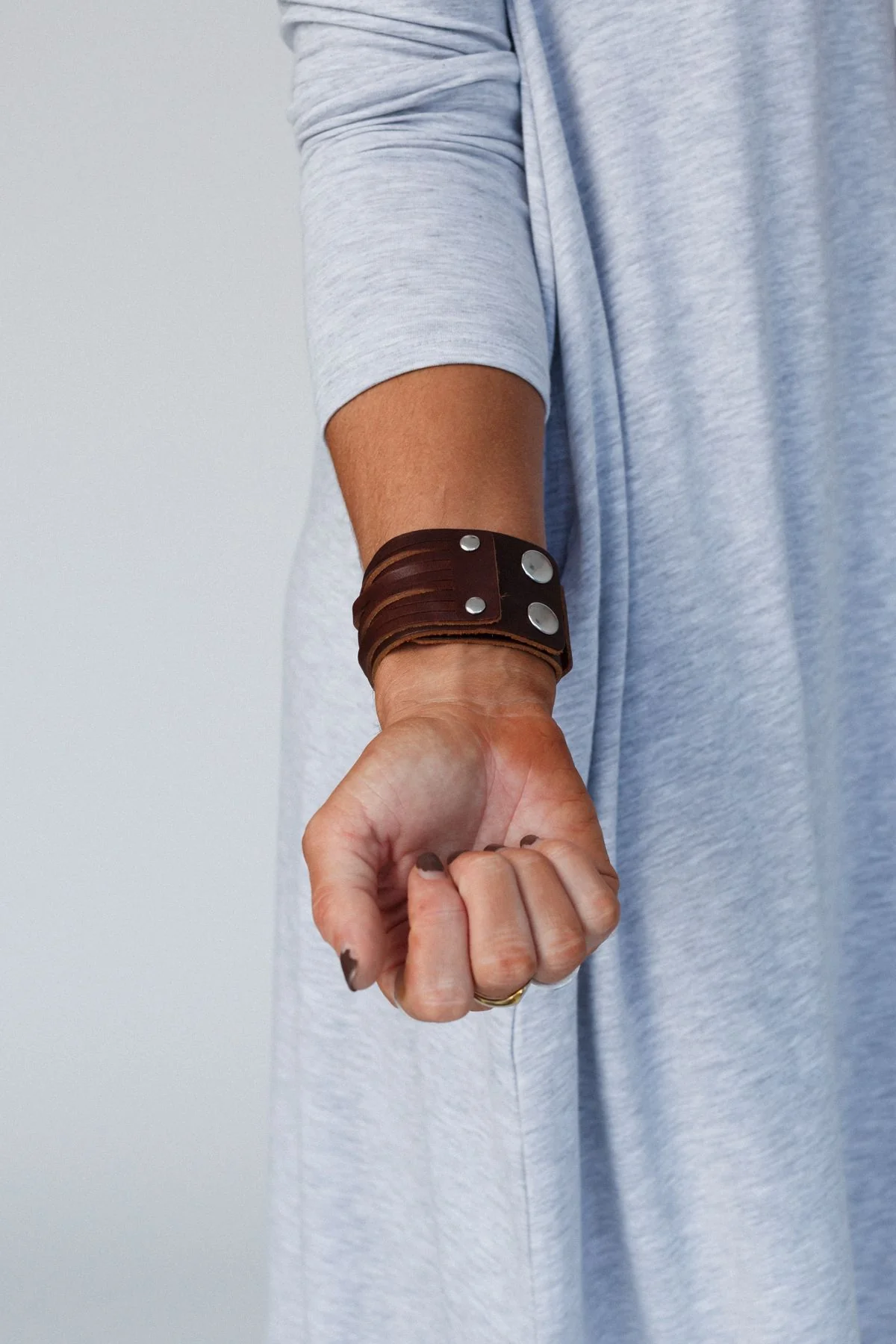 Hey Honey Leather Cuff - Brown - Image 4