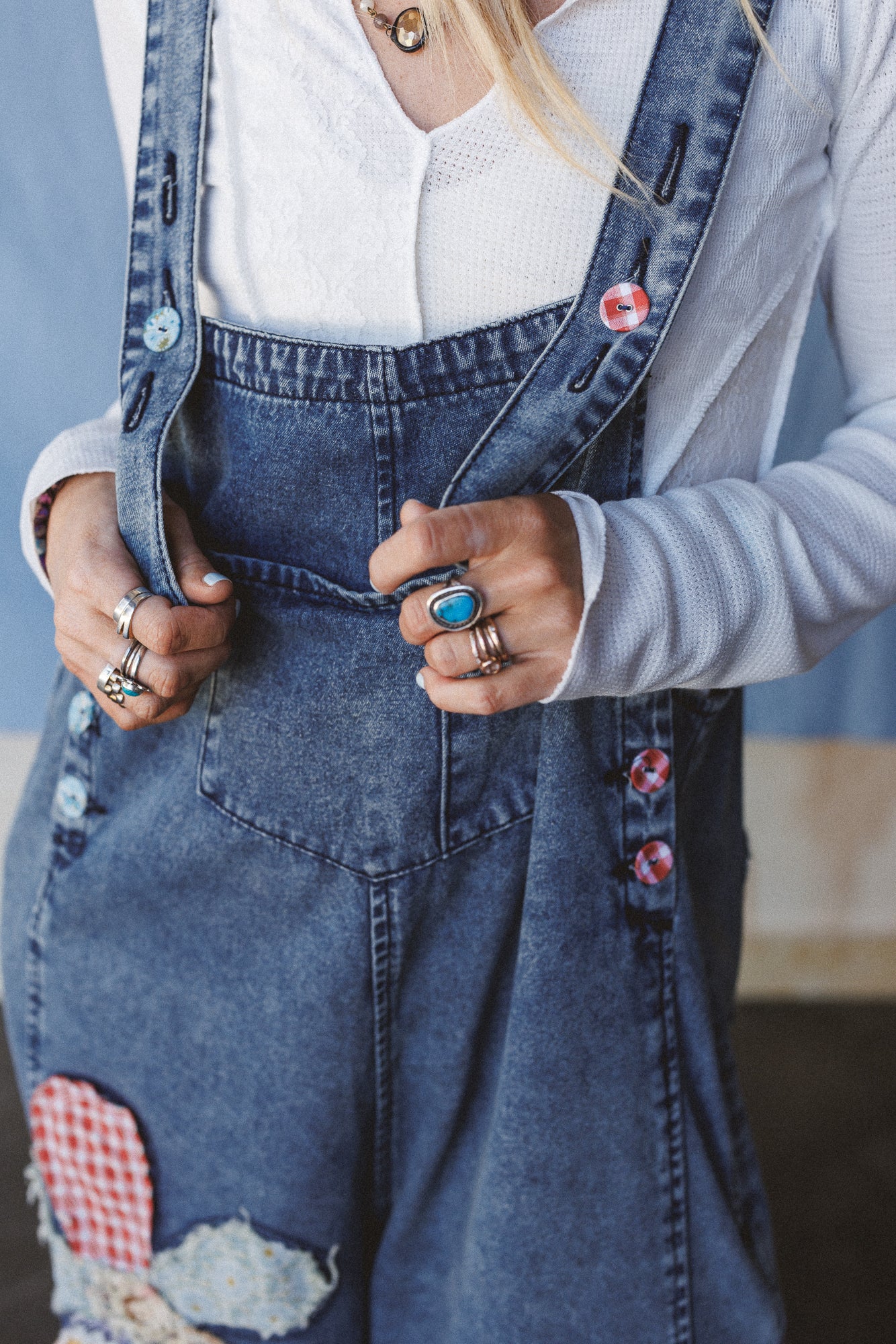 High Hopes Flower Patch Overalls - Dark Denim - Image 2