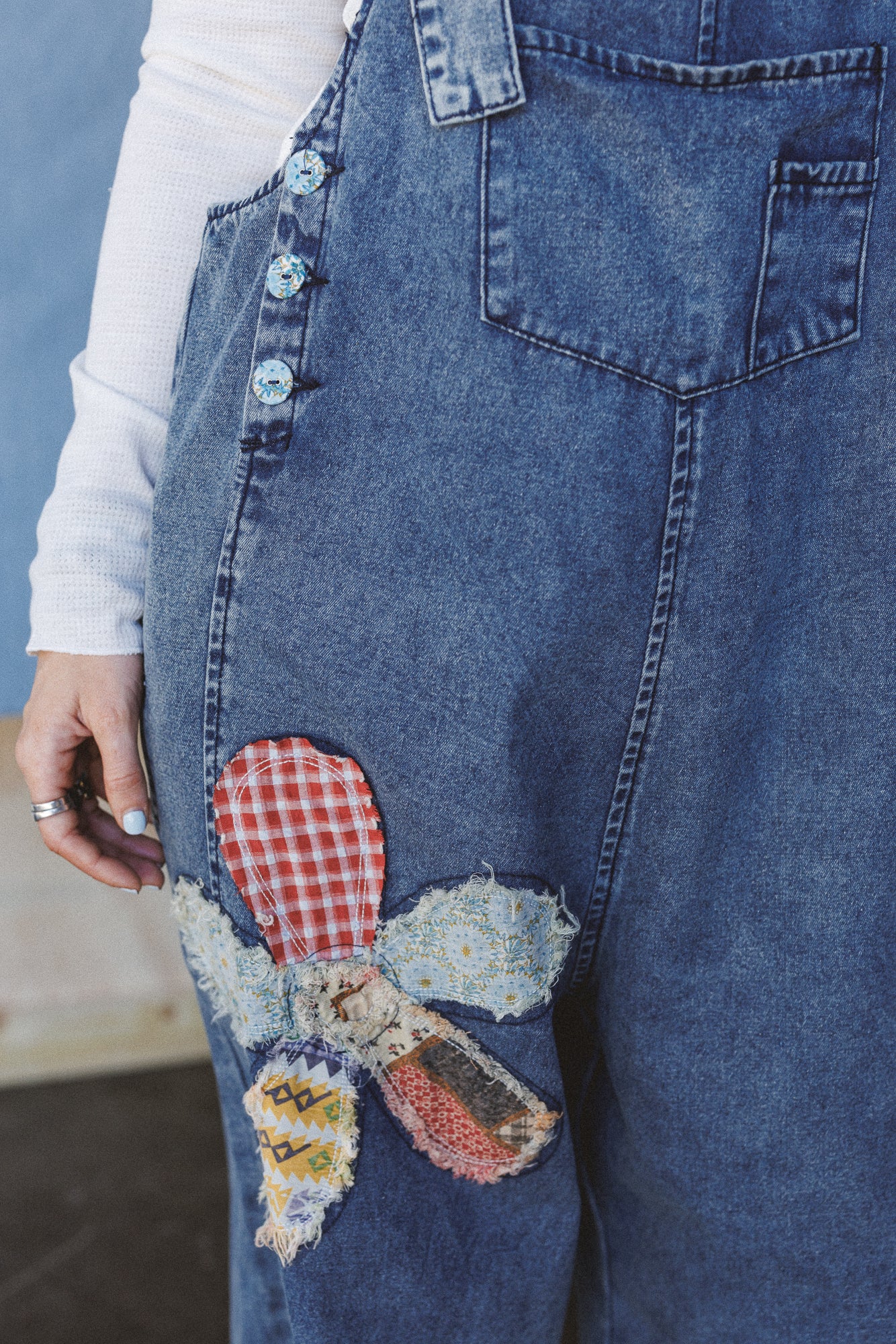 High Hopes Flower Patch Overalls - Dark Denim - Image 3