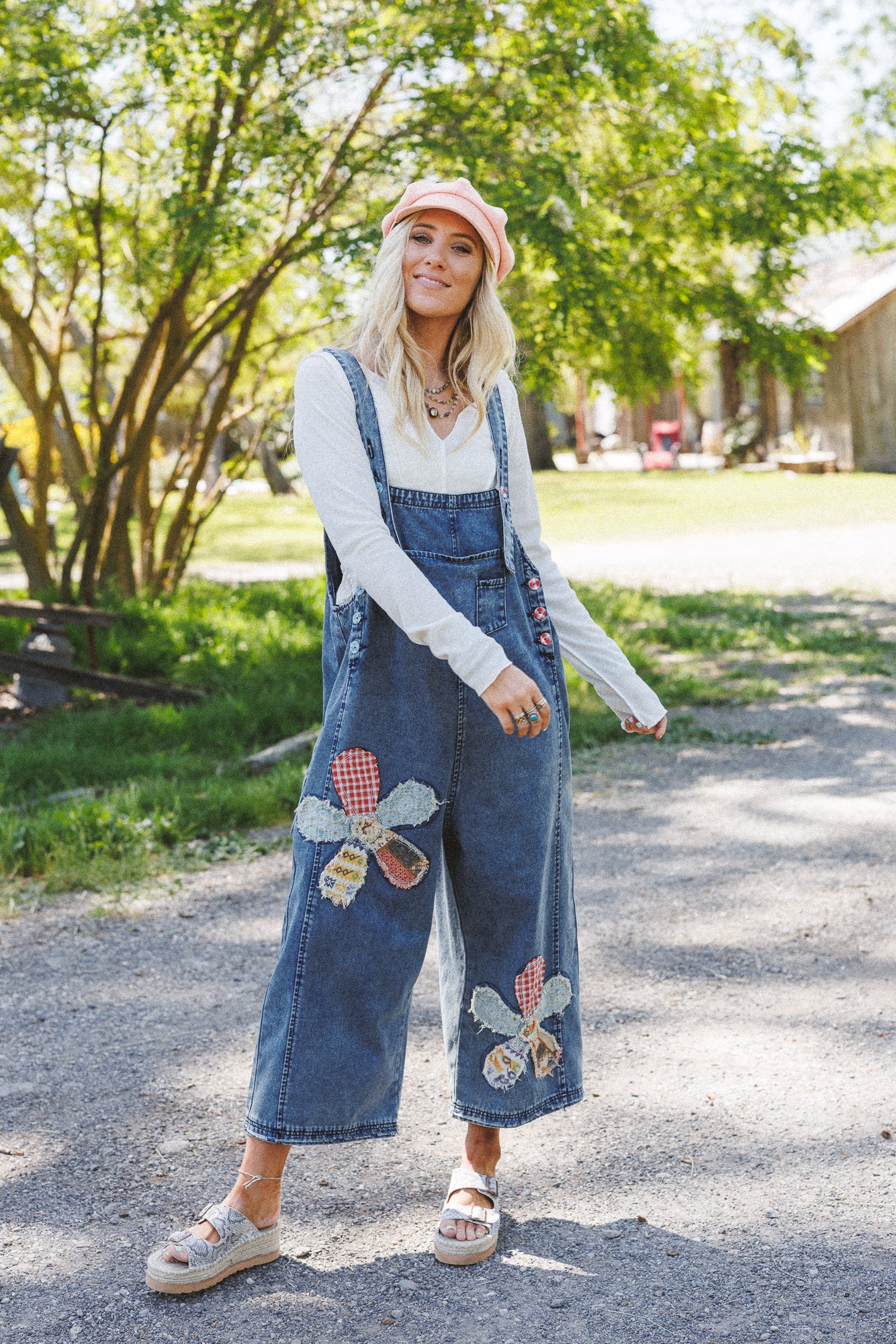 High Hopes Flower Patch Overalls - Dark Denim - Image 5