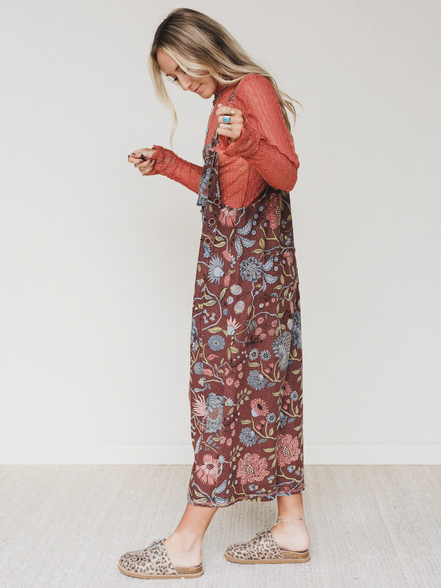 High Hopes Flower Printed Overalls - Brown - Image 2