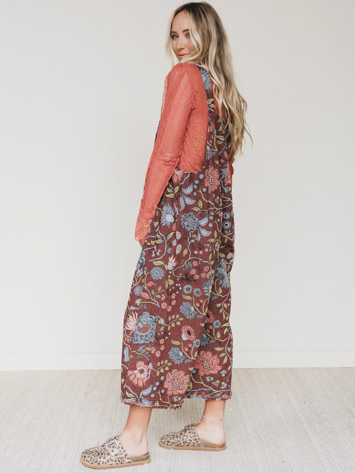 High Hopes Flower Printed Overalls - Brown - Image 5