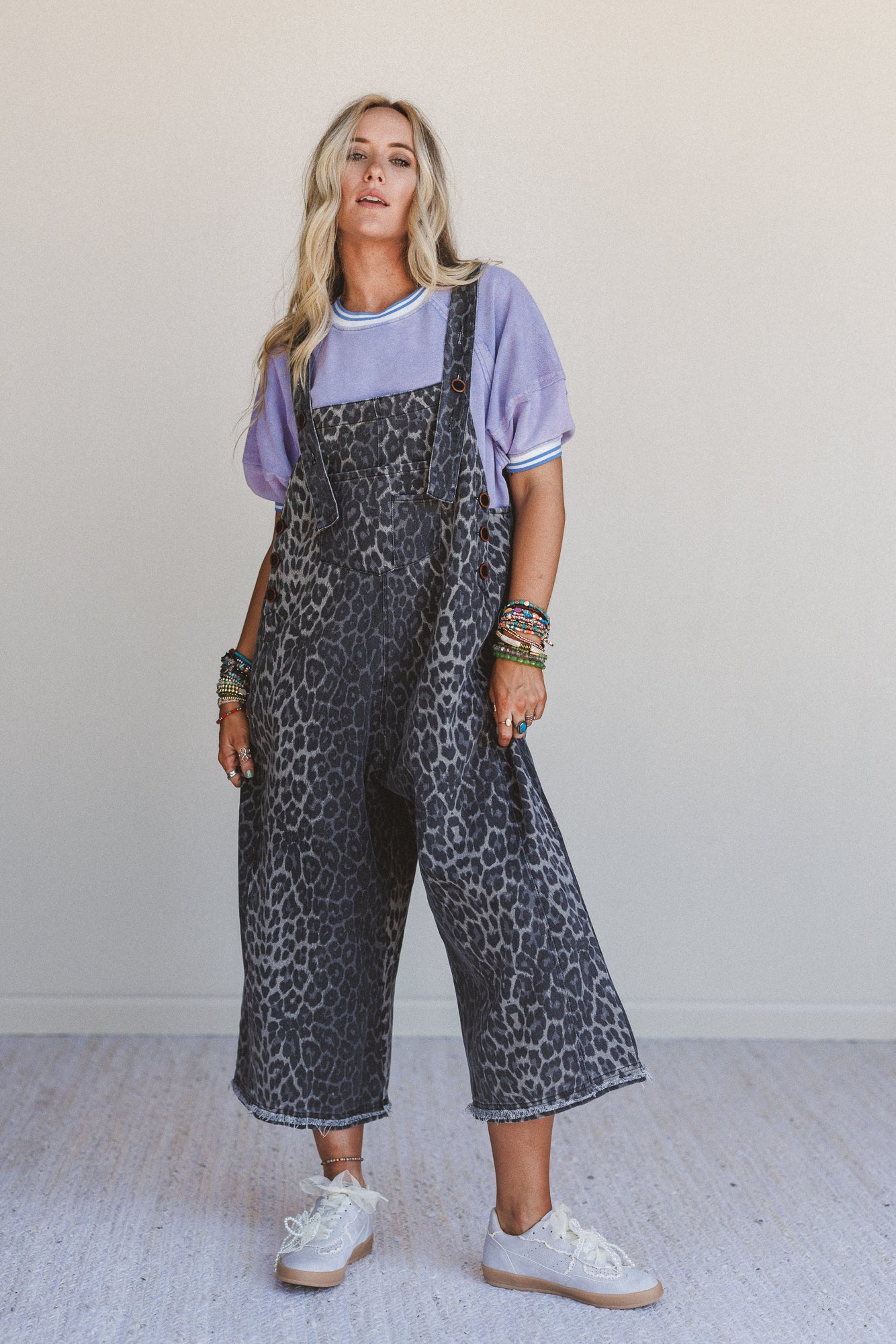 High Hopes Leopard Print Overalls - Gray Leopard - Image 2