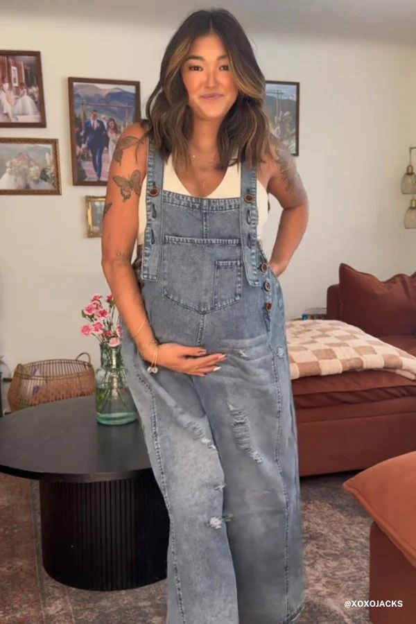 High Hopes Slouchy Denim Overalls - Blue - Image 4