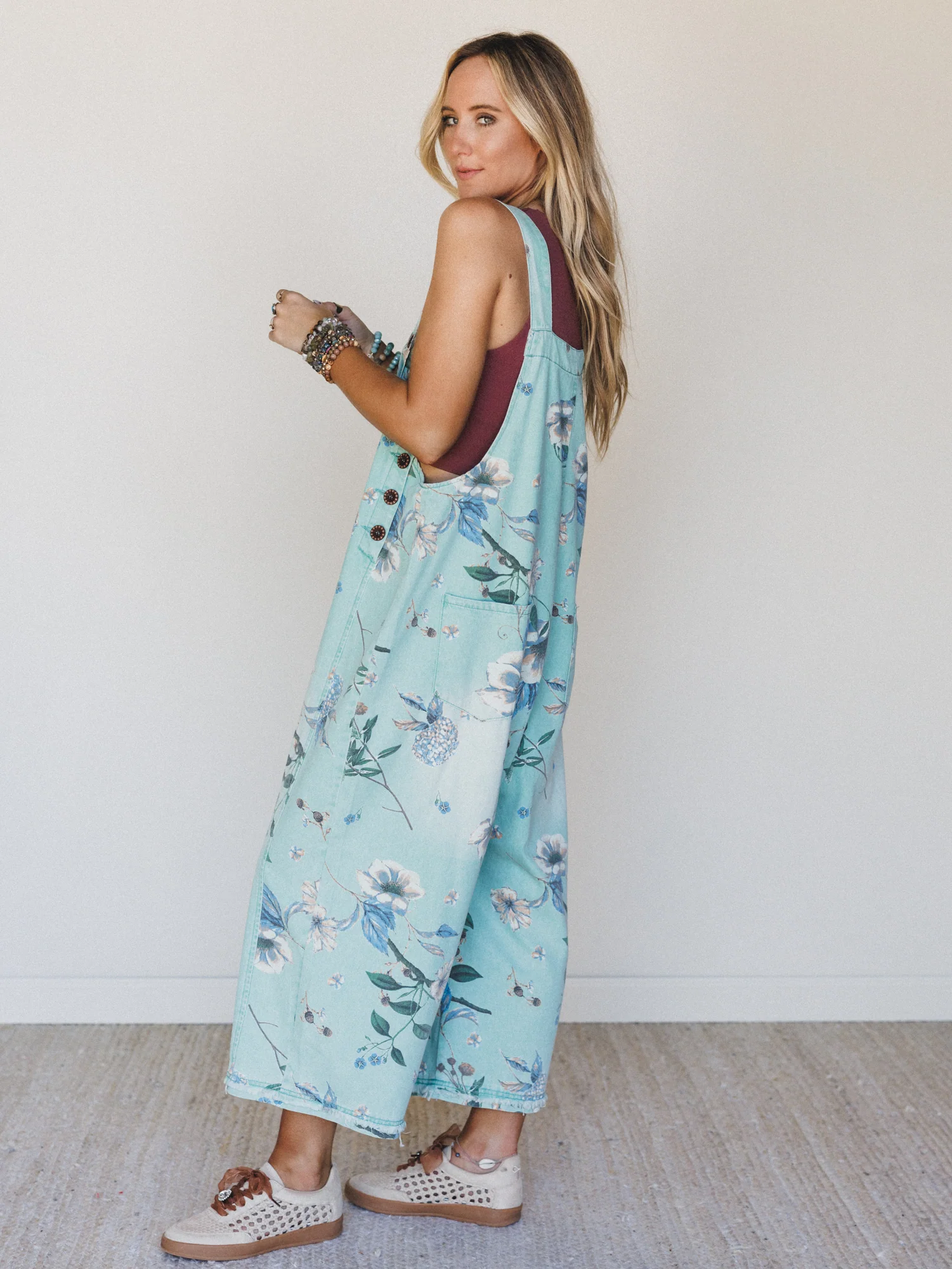 High Hopes Slouchy Denim Overalls - Mint - Image 3
