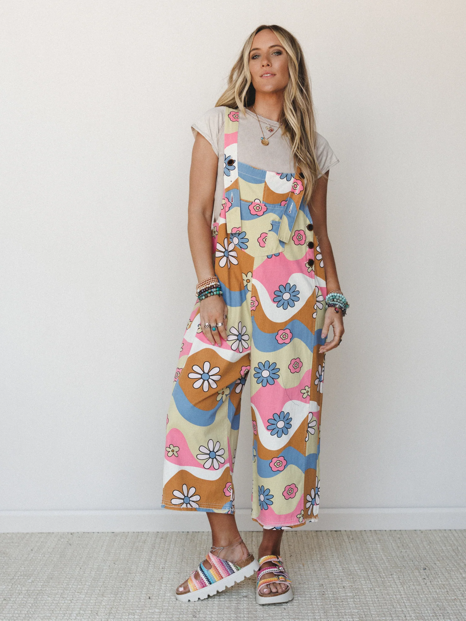 High Hopes Slouchy Denim Overalls - Pink Blue - Image 2