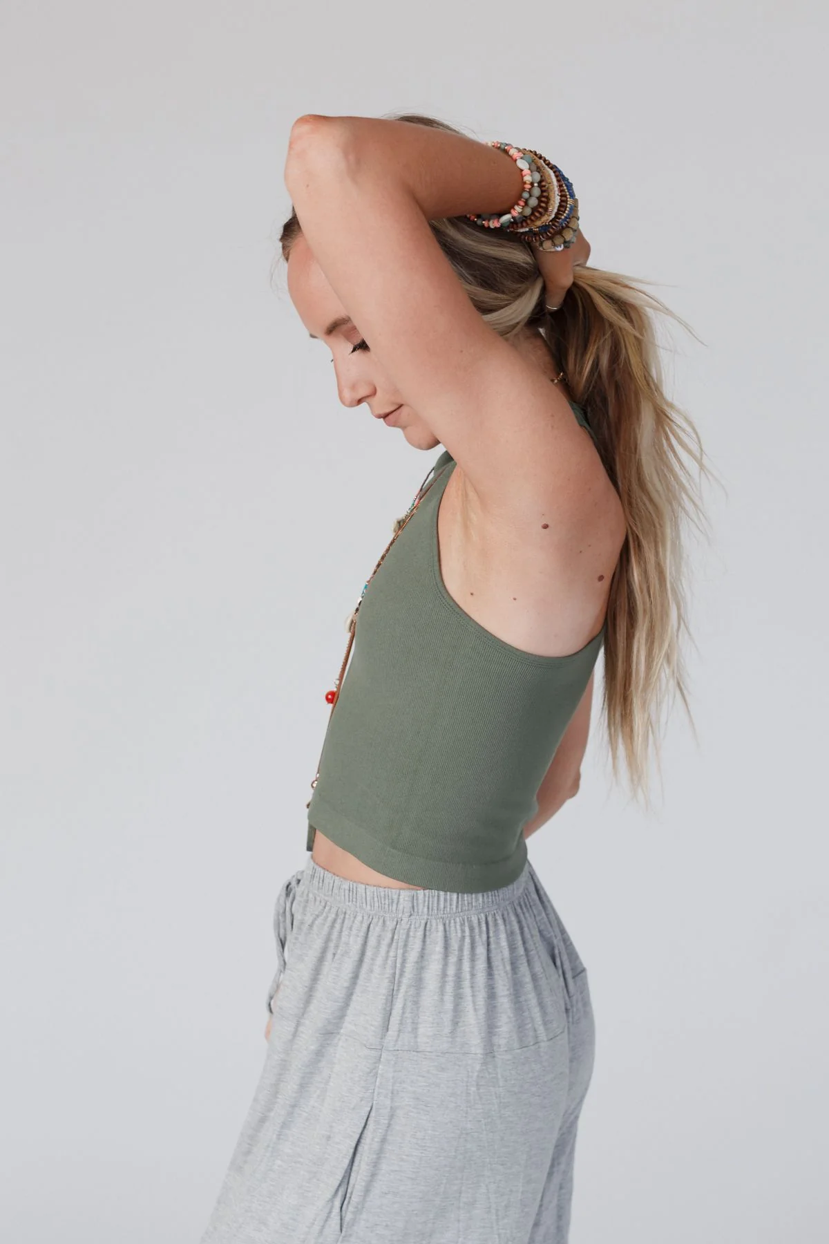 High Neck Racerback Brami - Olive - Image 2
