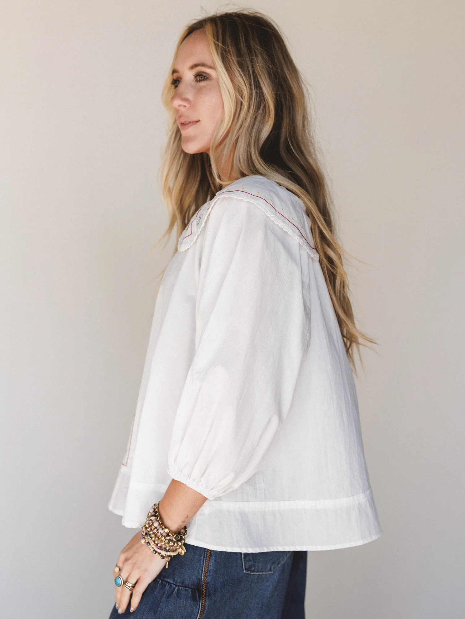 Hints of Spring Blouse - White - Image 3