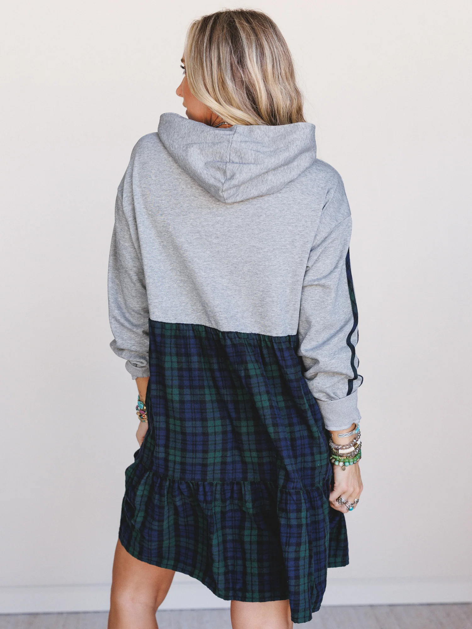 Honor Roll Plaid Mix Dress - Heather Grey - Image 5
