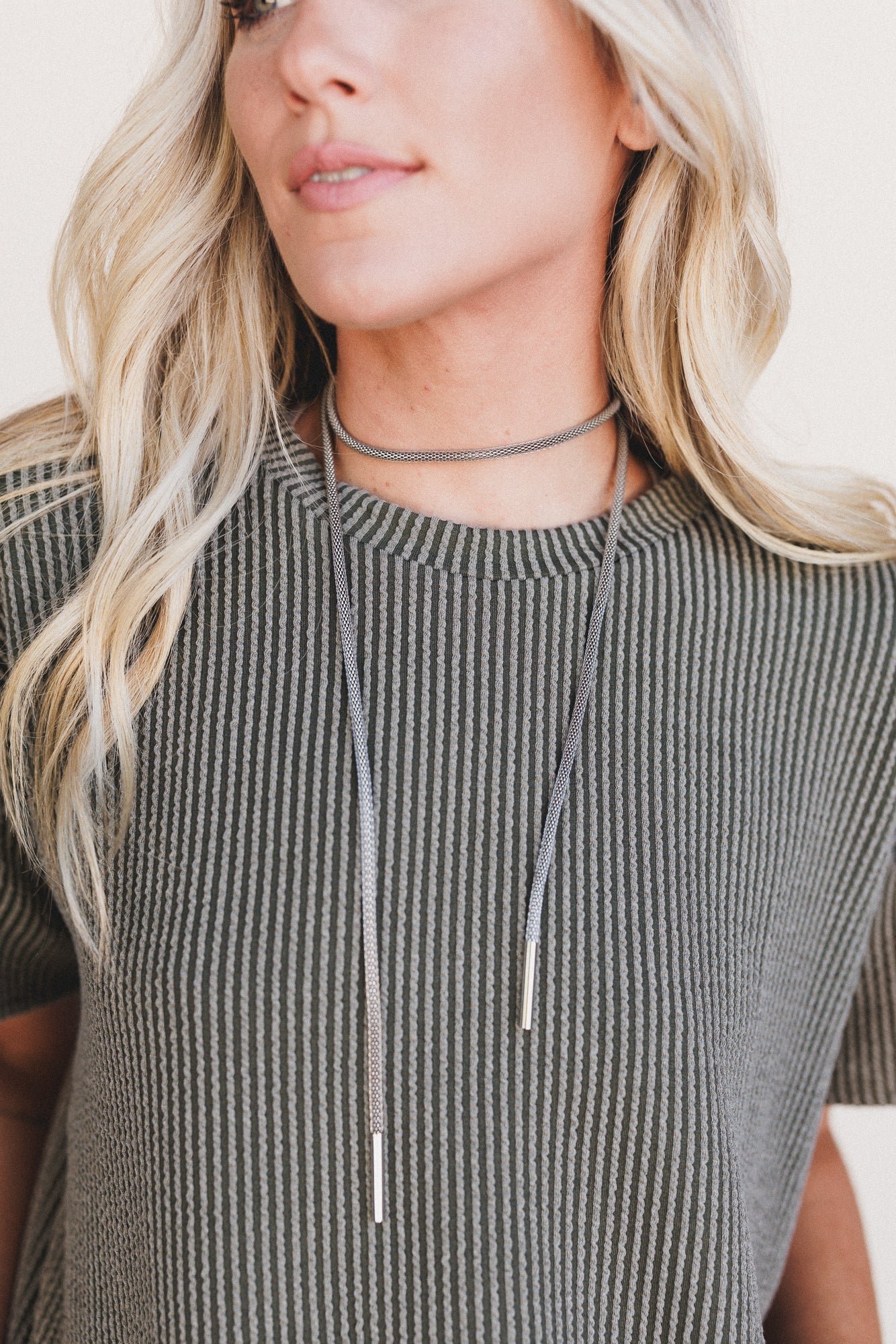 Horizon Drop Necklace - Silver - Image 2