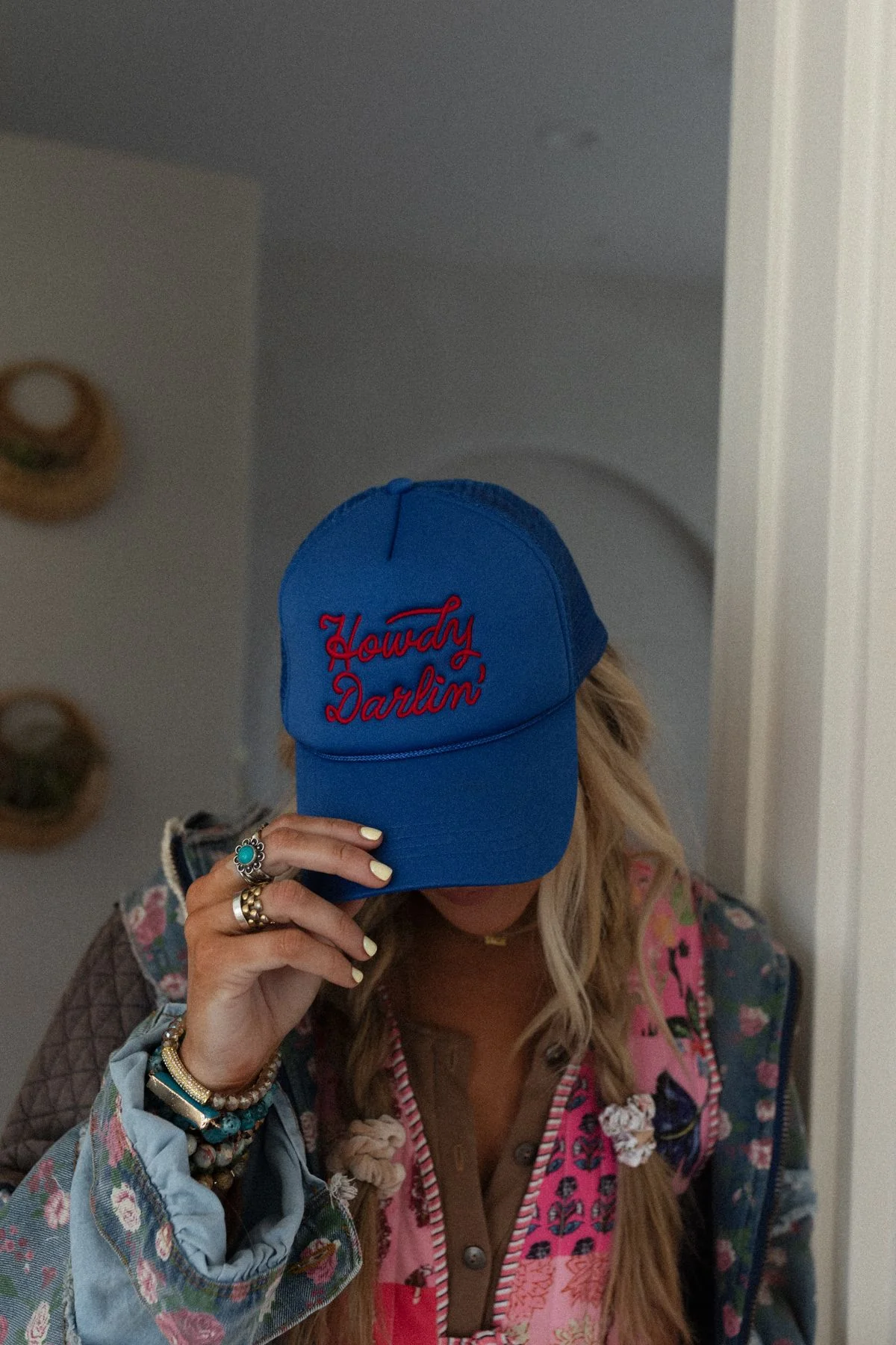 Howdy Darlin Trucker Hat - Blue - Image 3