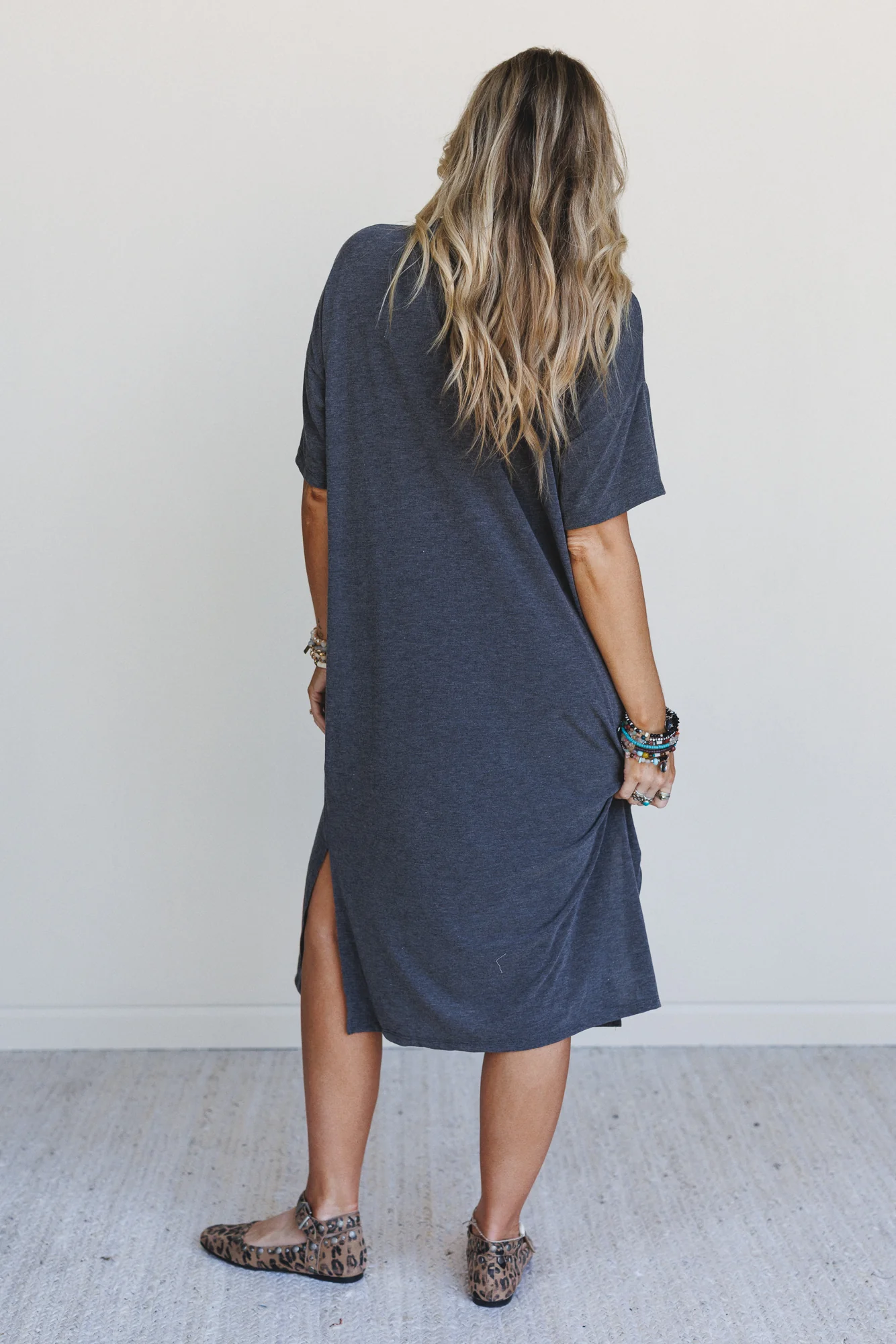 Hushed Glow Slit Midi Dress - Charcoal - Image 4