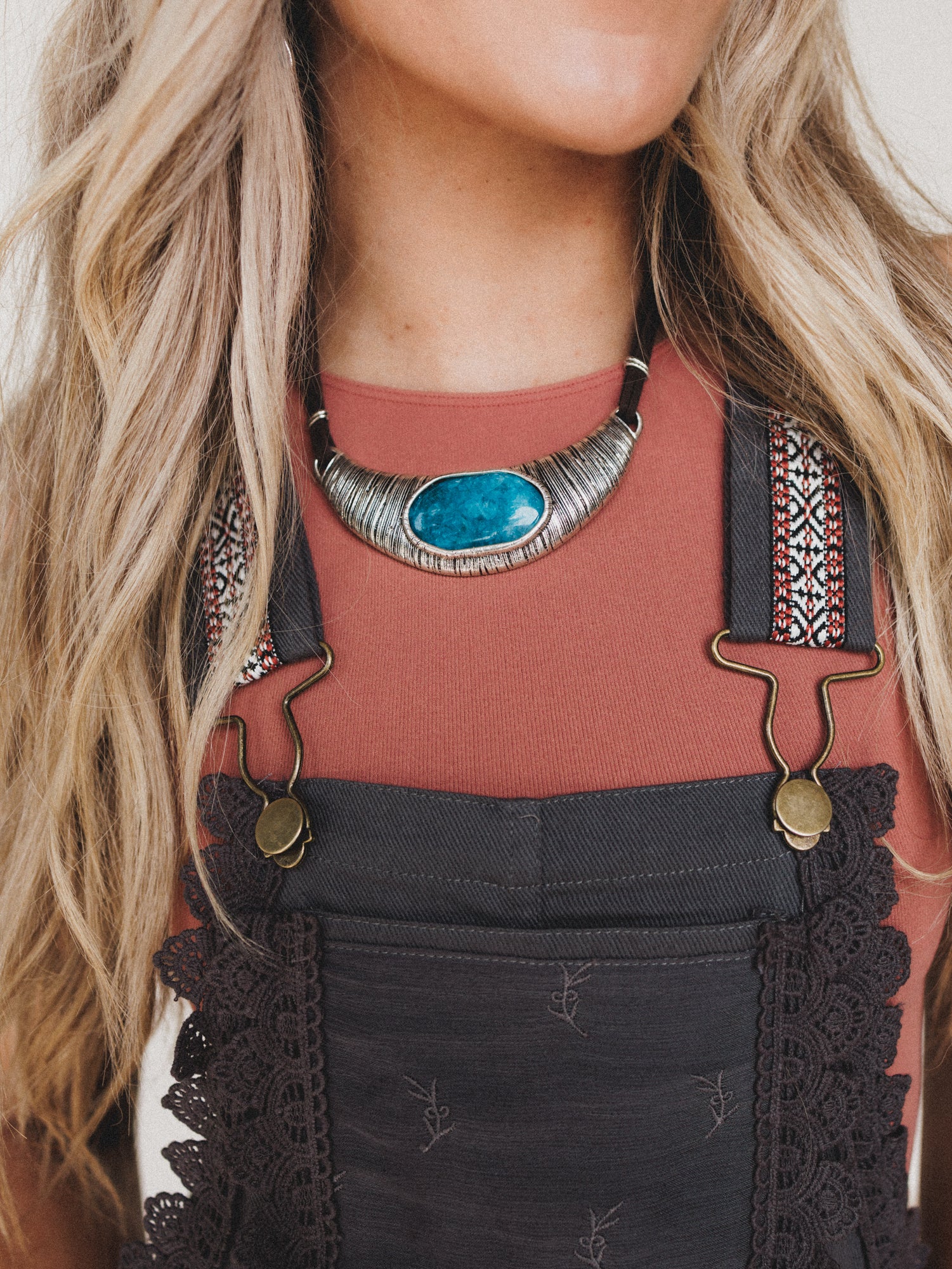 Ibiza Moon Statement Necklace - Turquoise - Image 5