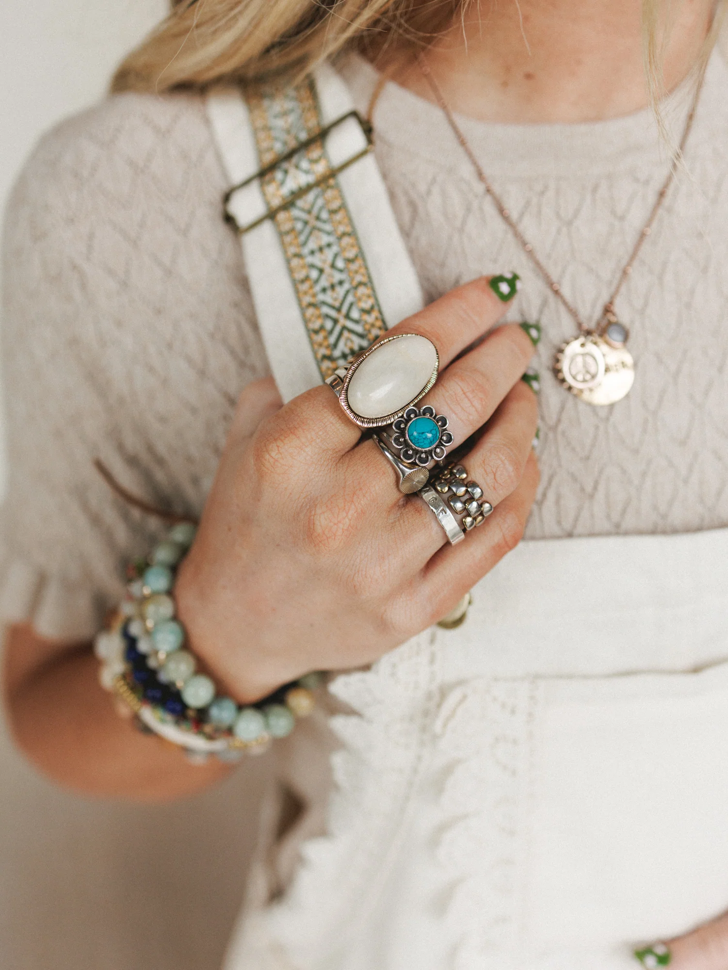 Ibiza Moon Stone Ring - White - Image 5