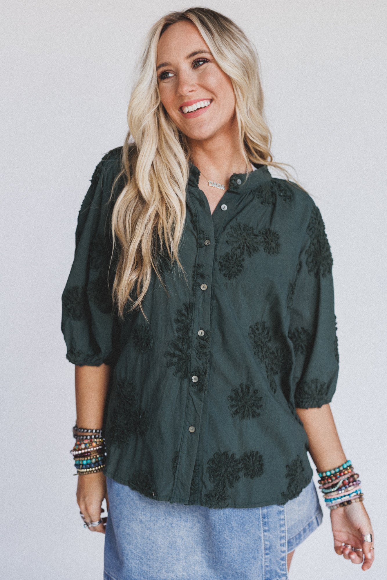 In Bloom Blouse - Dark Green - Image 2