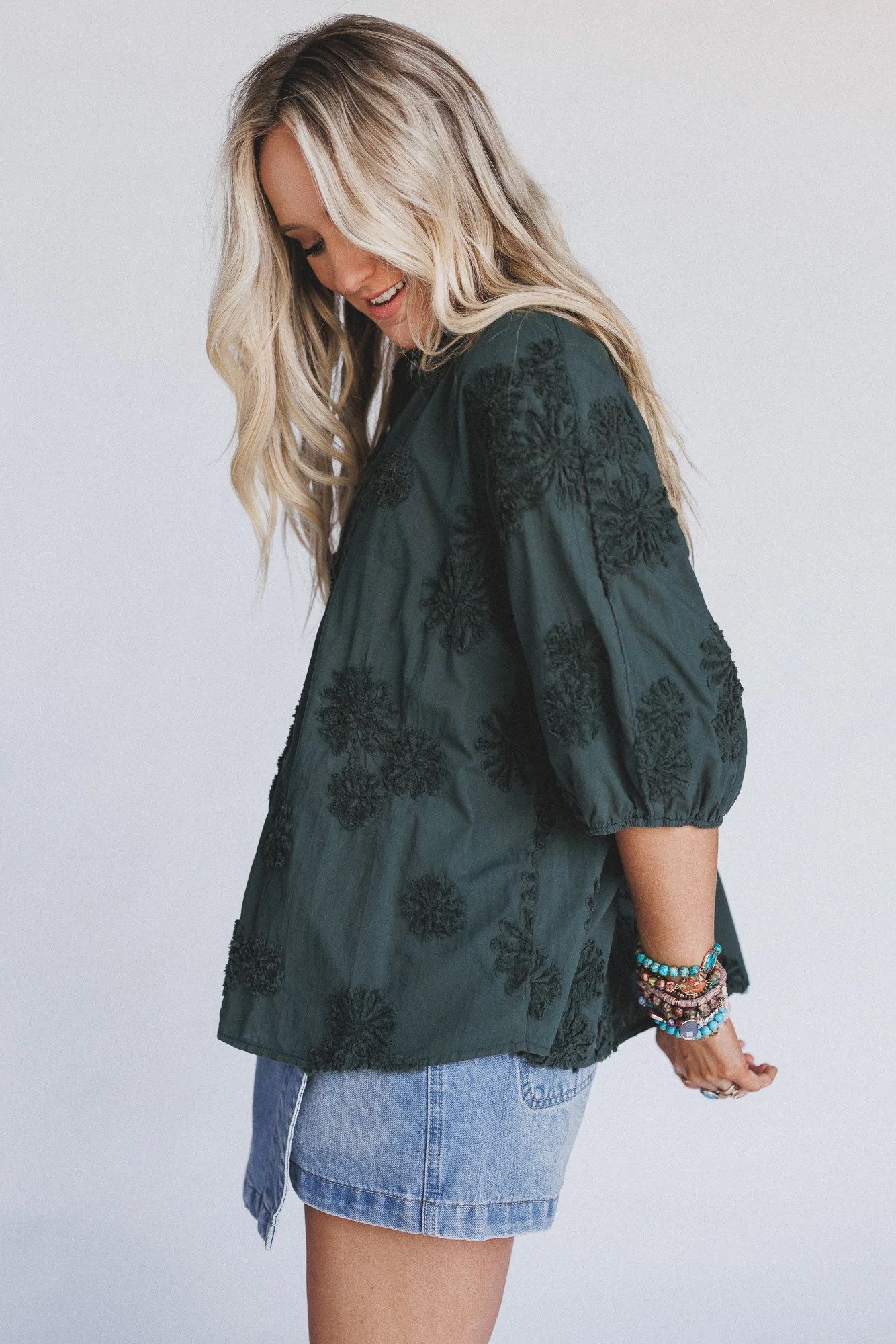 In Bloom Blouse - Dark Green - Image 3