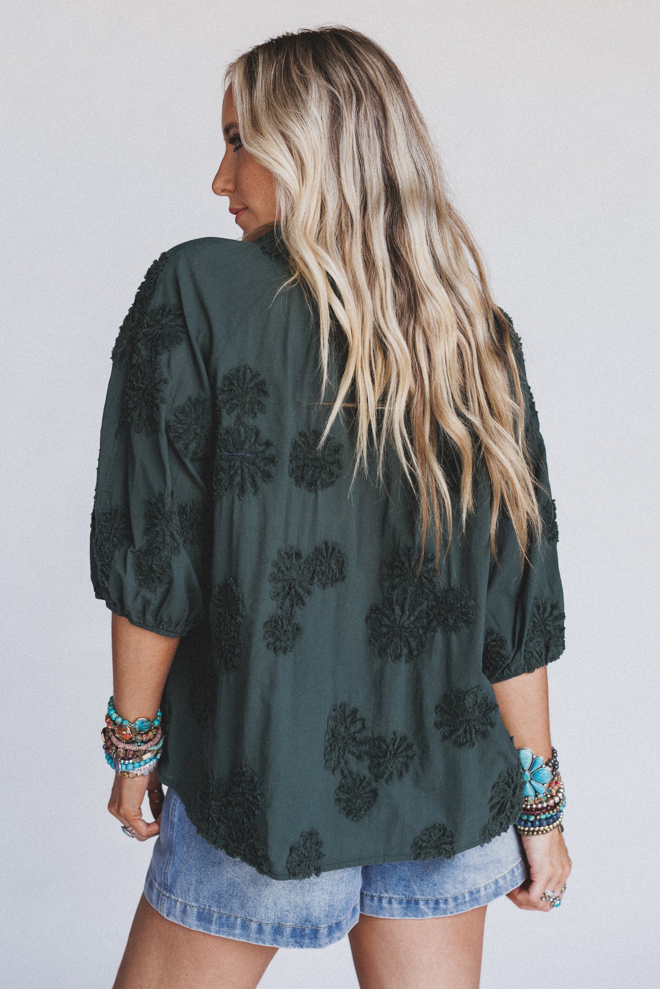 In Bloom Blouse - Dark Green - Image 4
