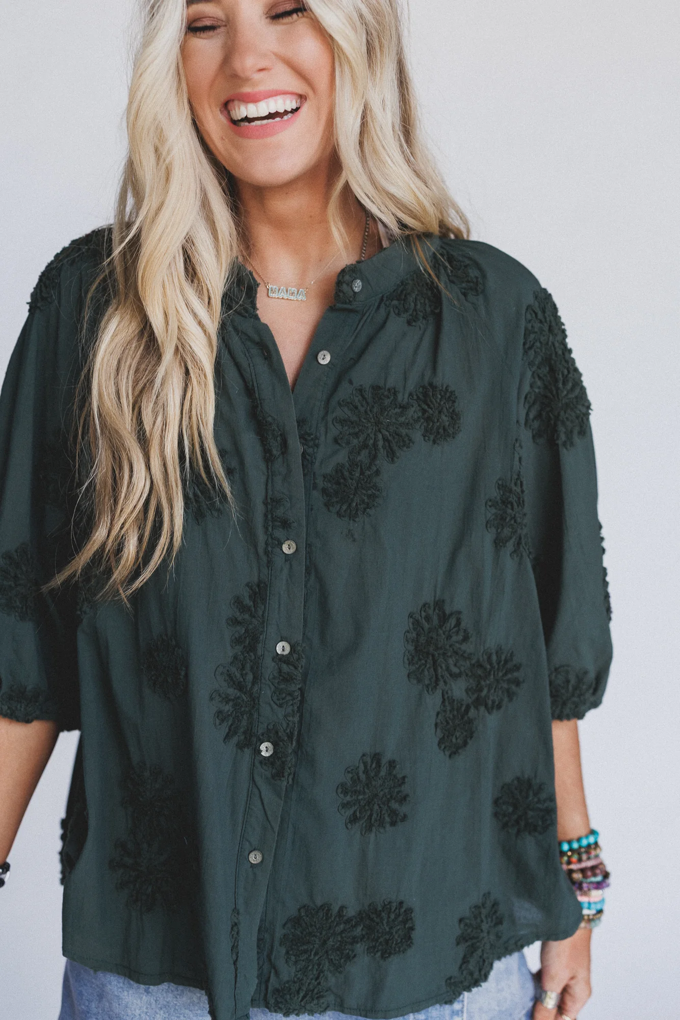 In Bloom Blouse - Dark Green - Image 5