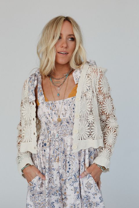 Ipanema Flower Crochet Cardigan - Natural - Image 5