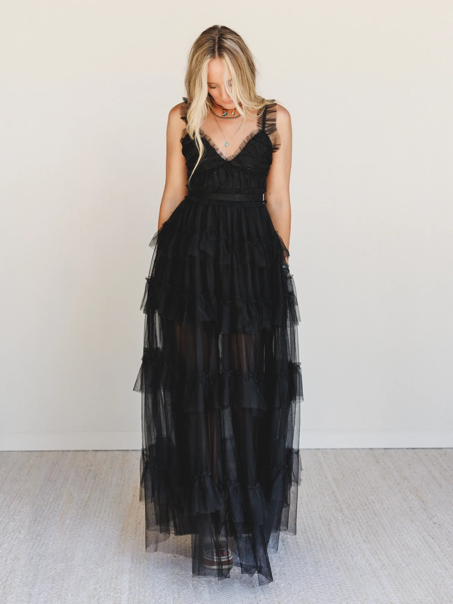 Isley Lace Tiered Maxi Dress - Black - Image 2