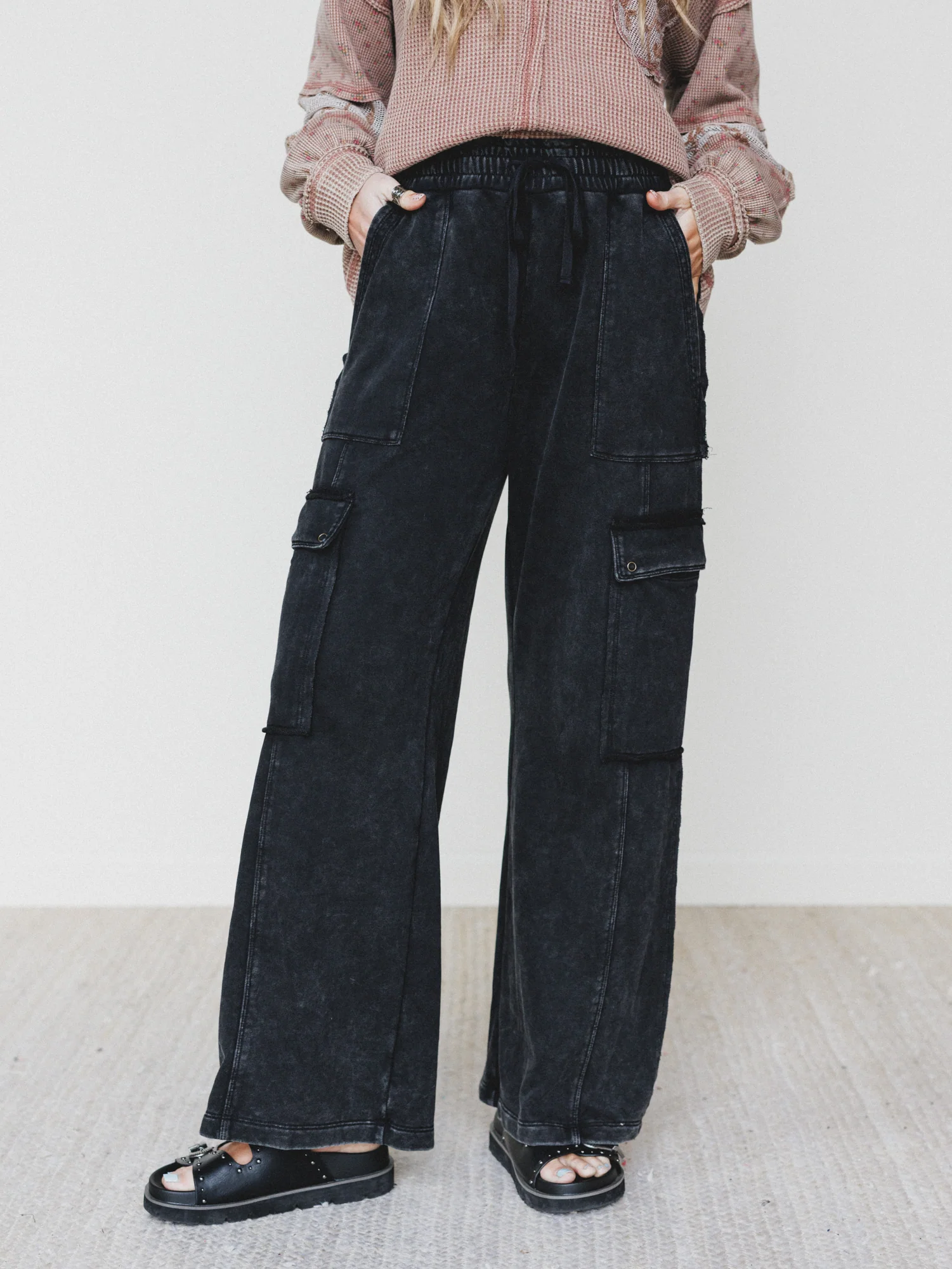 It's a Match Wide Leg Pants - Ash Black