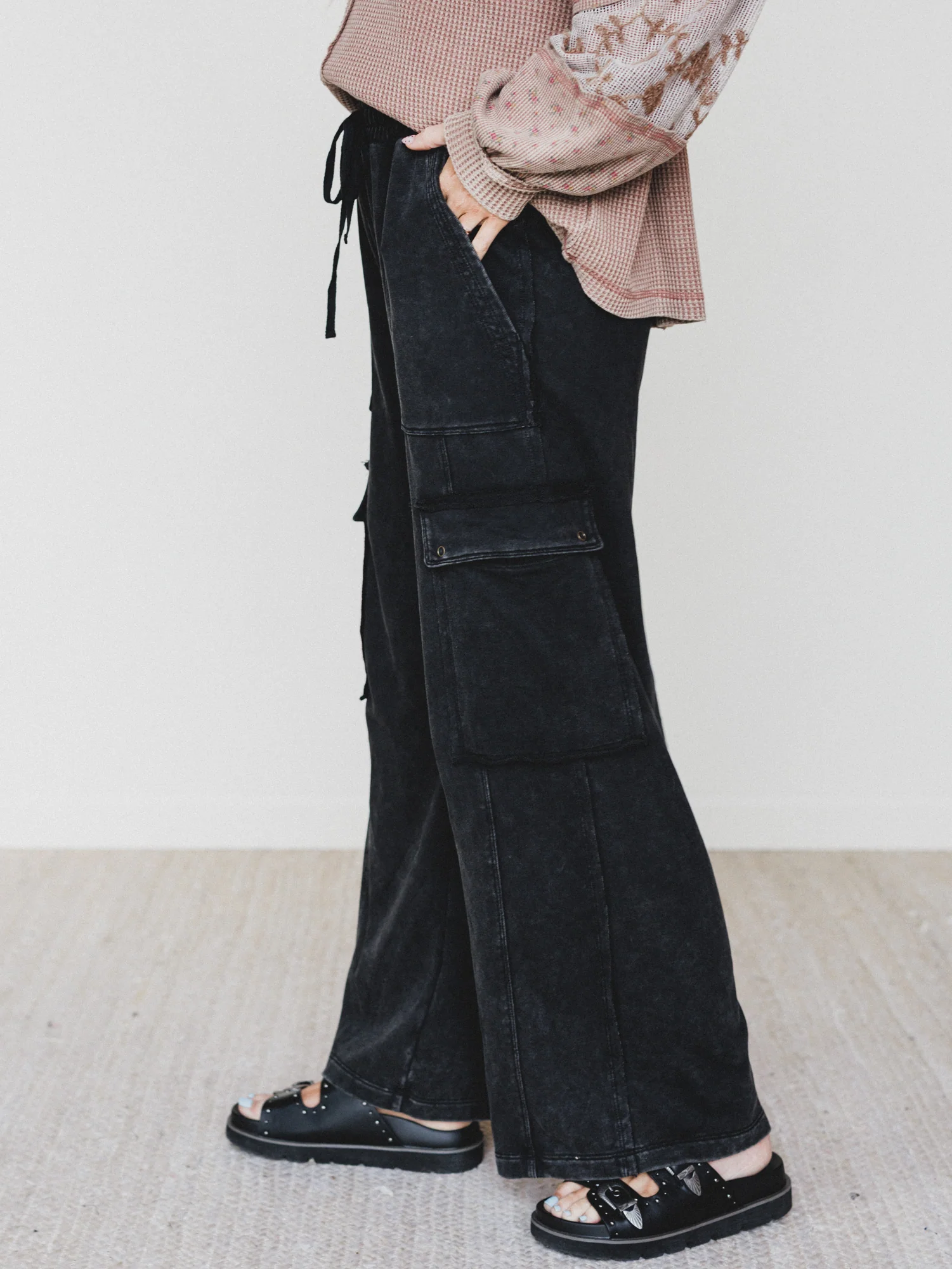 It's a Match Wide Leg Pants - Ash Black - Image 2