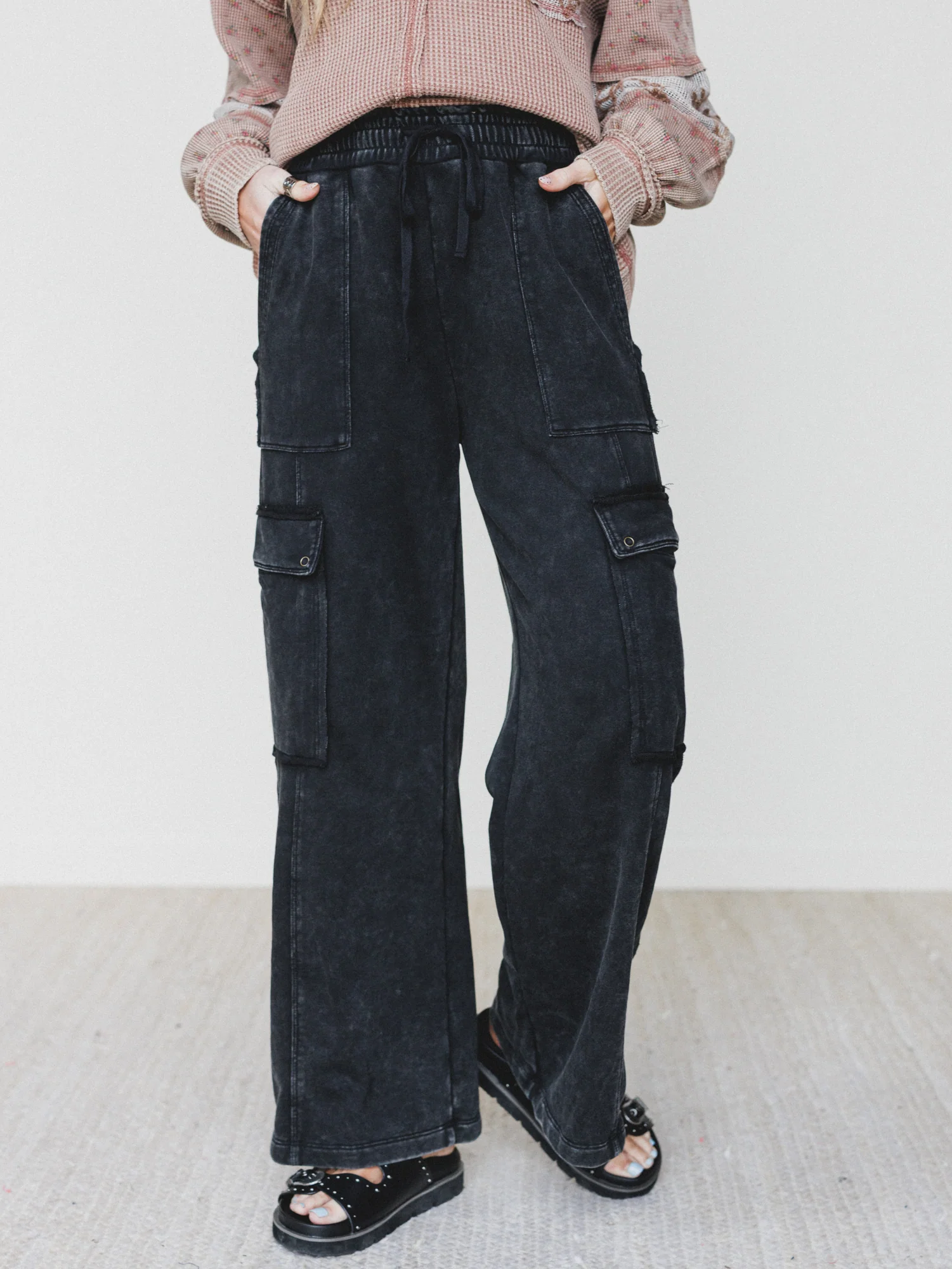 It's a Match Wide Leg Pants - Ash Black - Image 7