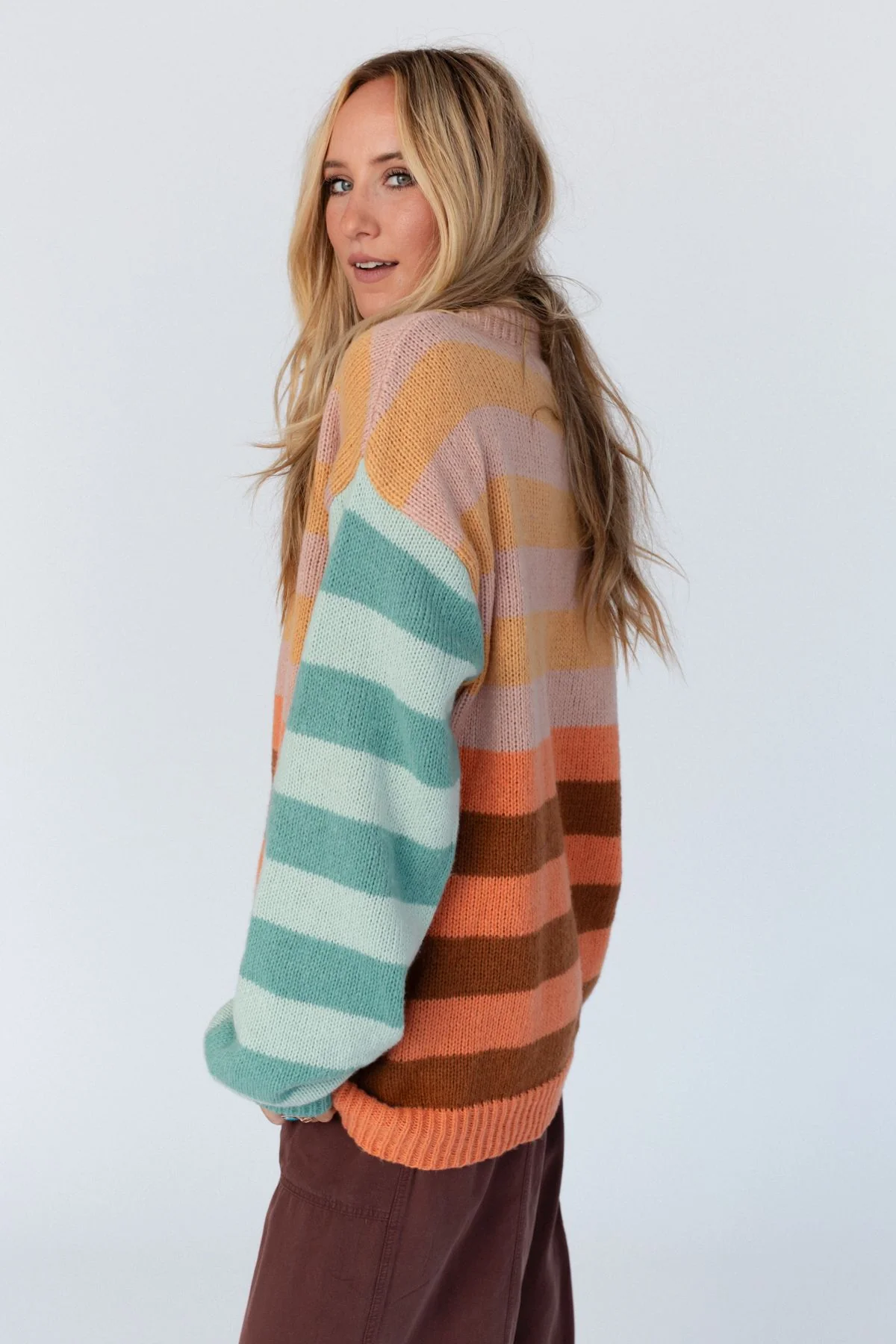 Its A Win Striped Sweater - Apricot Multi - Image 10
