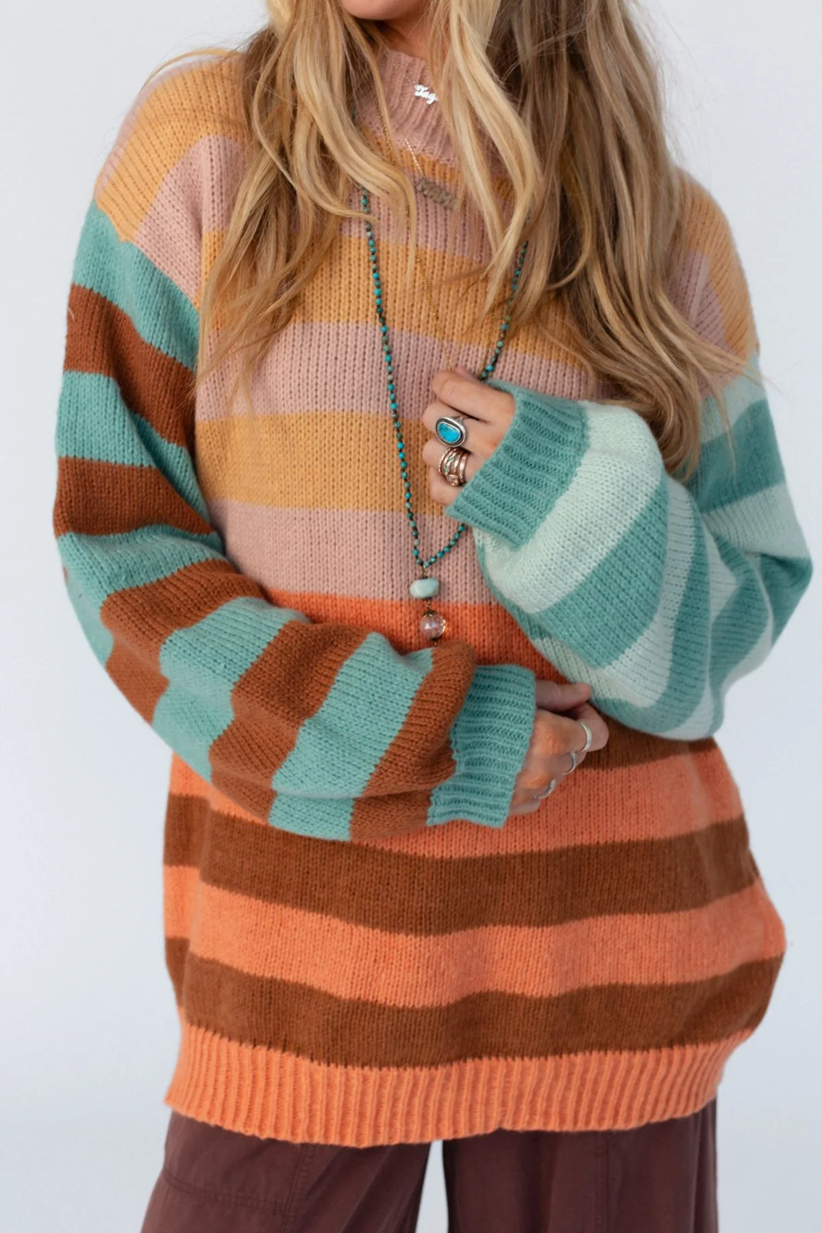 Its A Win Striped Sweater - Apricot Multi - Image 12