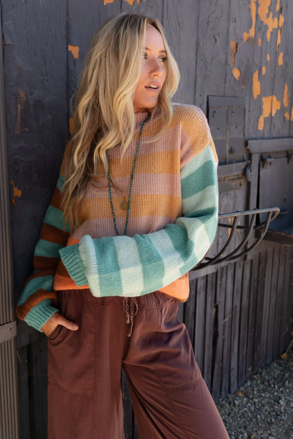 Its A Win Striped Sweater - Apricot Multi - Image 8