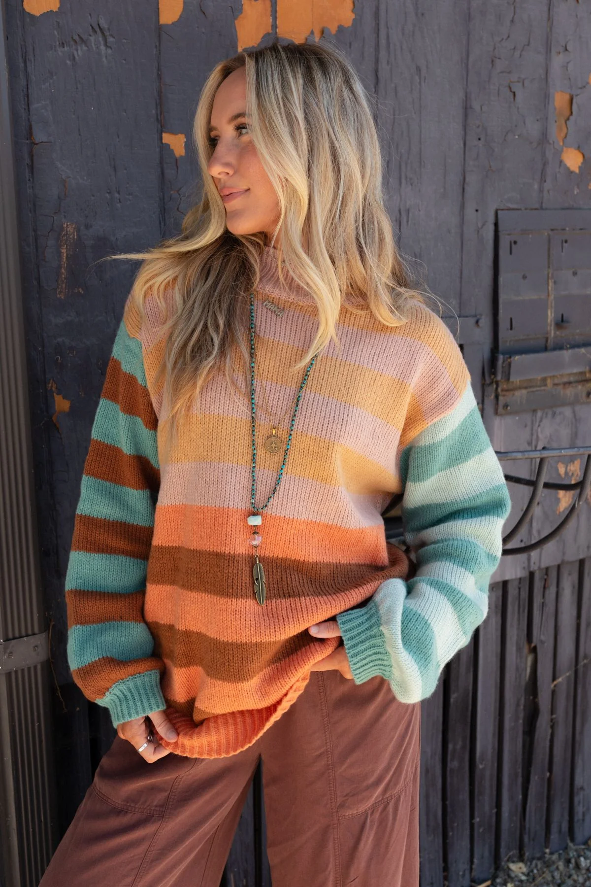 Its A Win Striped Sweater - Apricot Multi - Image 9