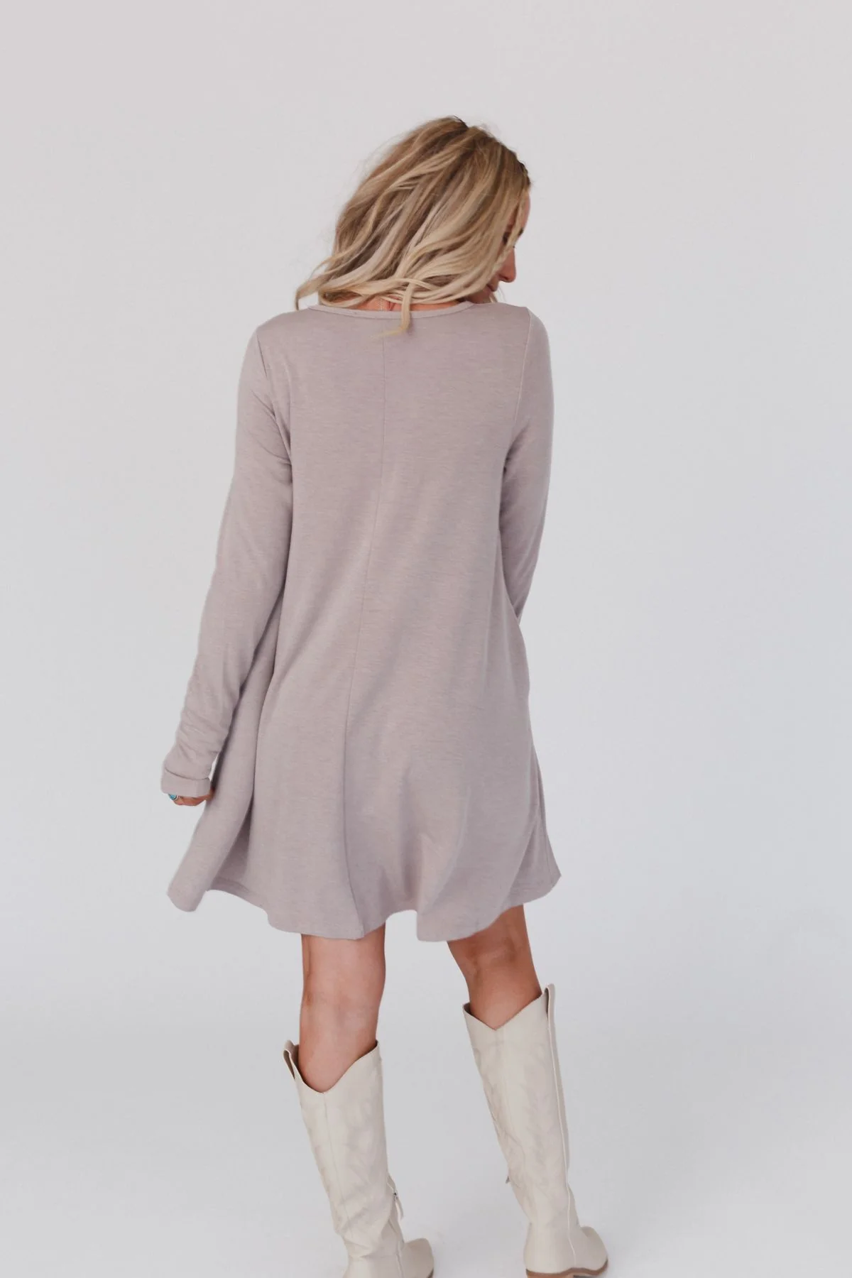 The Nest Jake Long Sleeve Crewneck Dress - Mocha Latte - Image 4