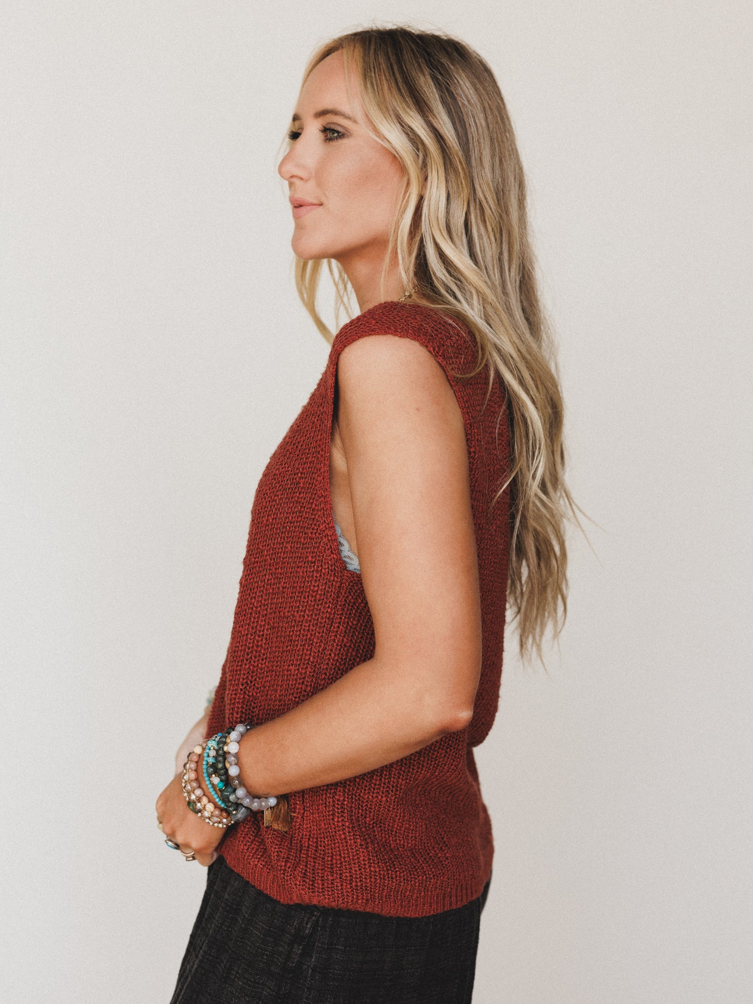Jane Marie Sweater Top - Rust - Image 2