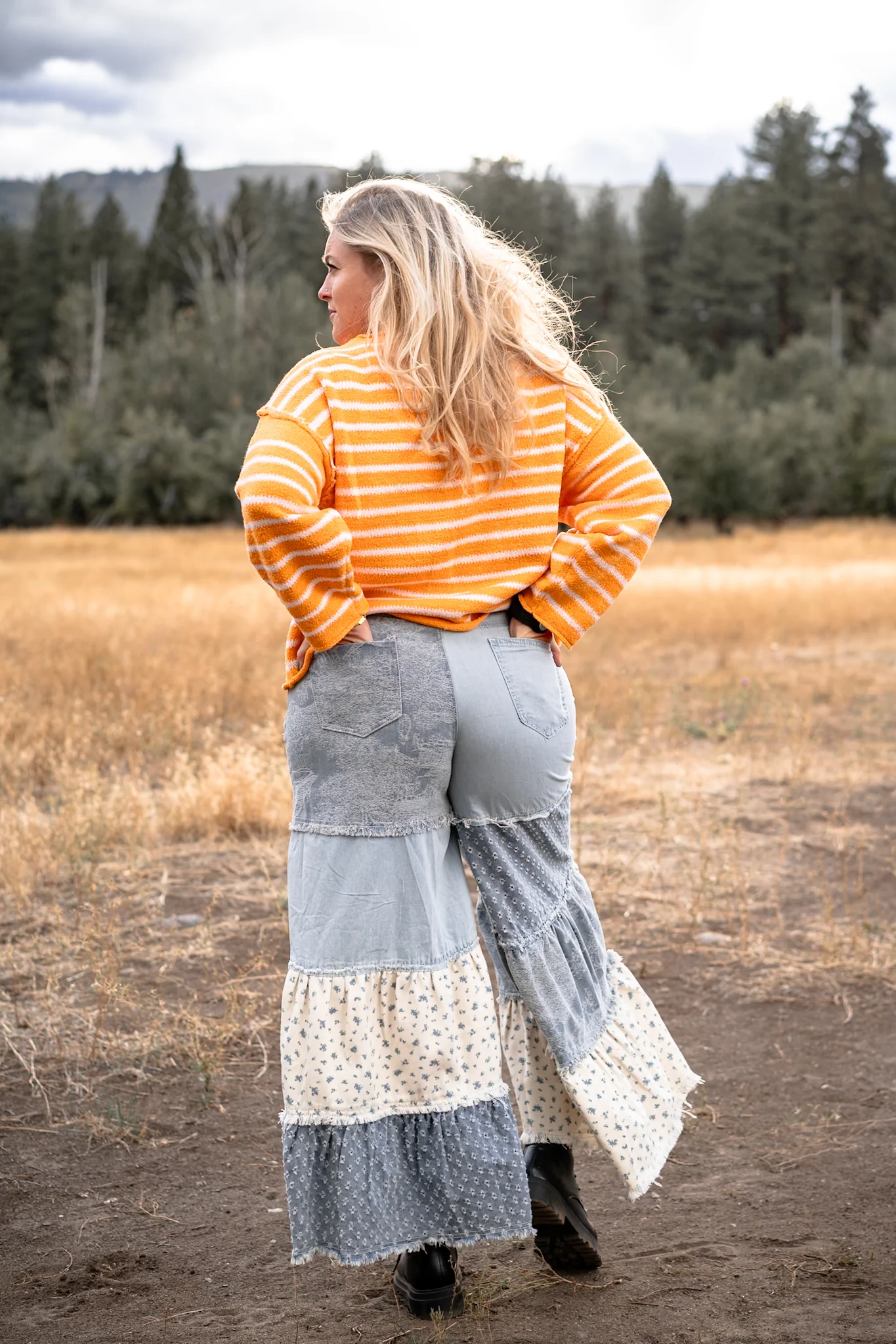 Jane Tiered Pants - Denim - Image 3