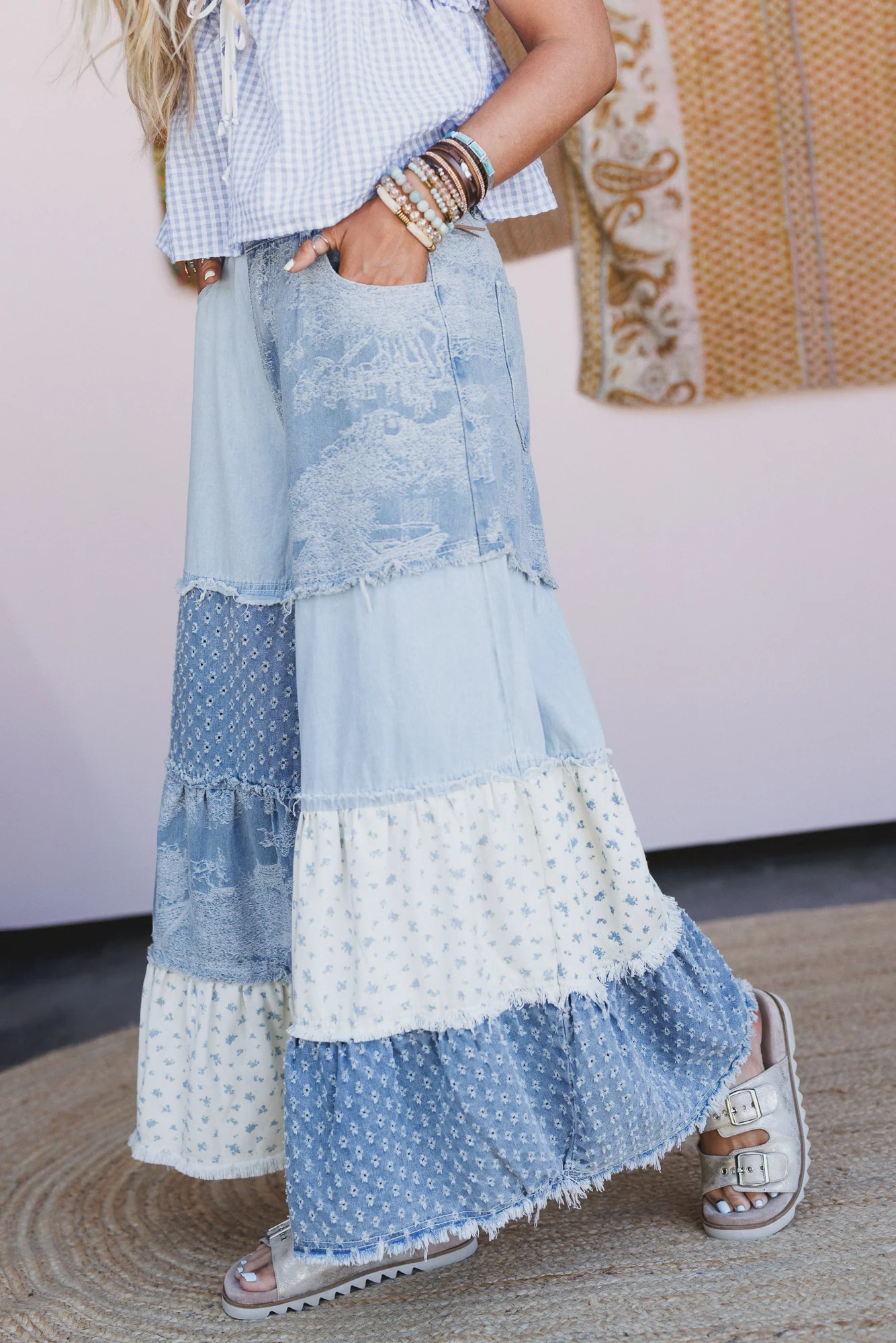 Jane Tiered Pants - Denim - Image 5