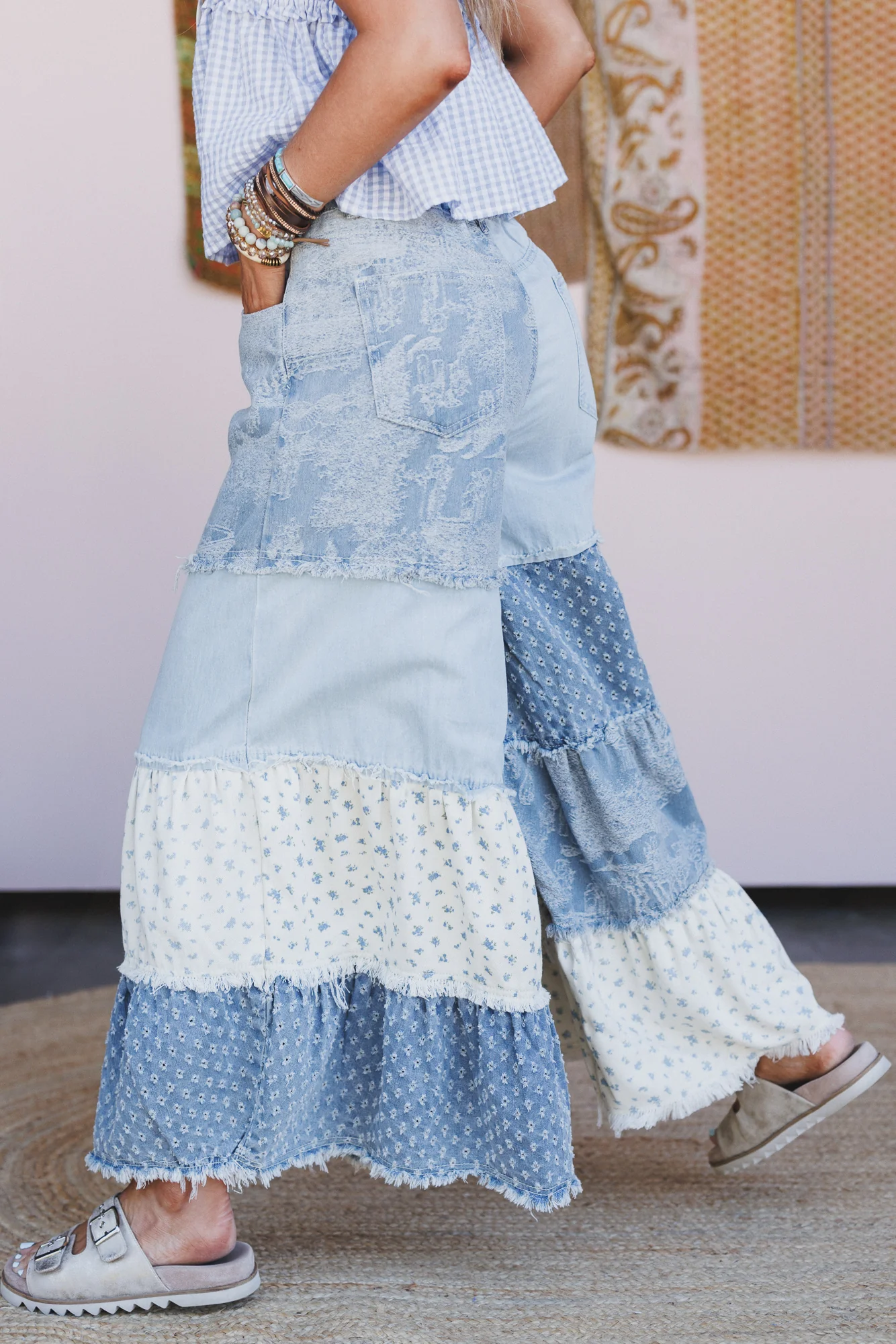 Jane Tiered Pants - Denim - Image 8