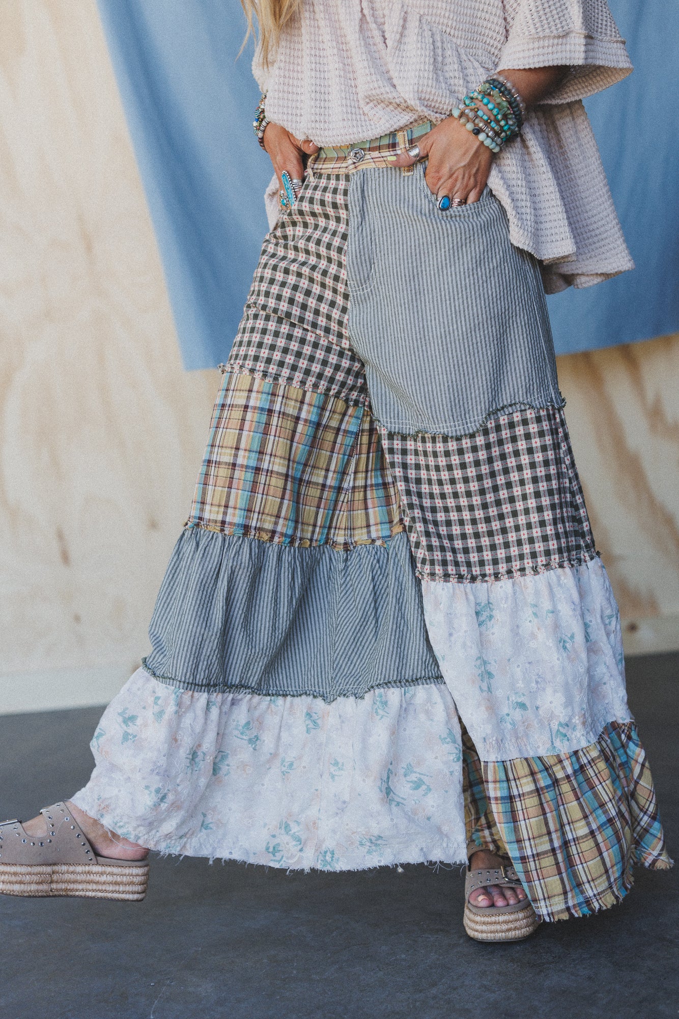 Jane Tiered Pants - Olive - Image 2