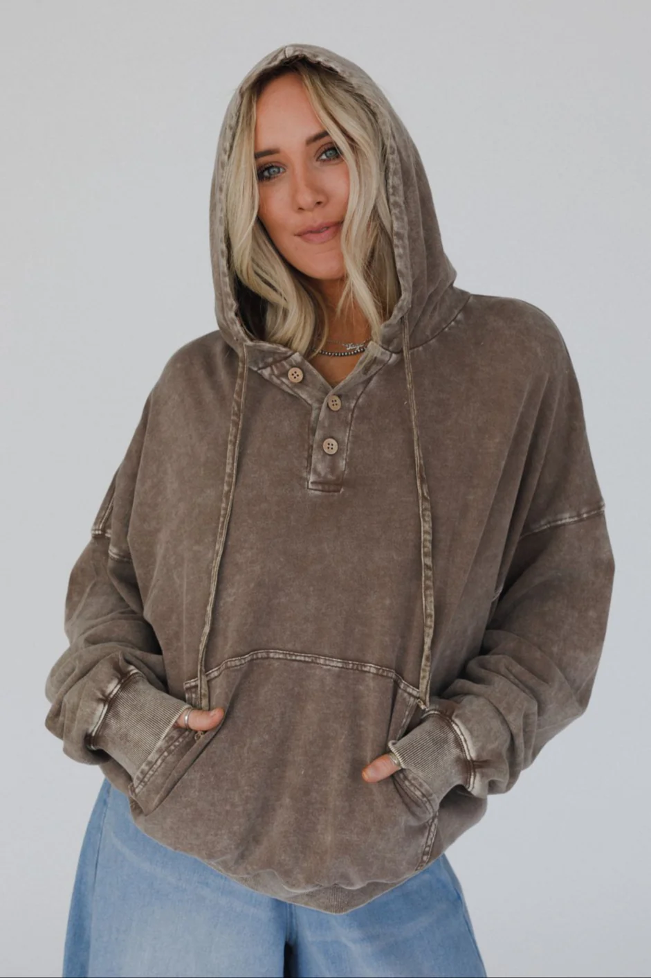 Janelle Peace Patch Sweatshirt Top - Coffee - Image 3