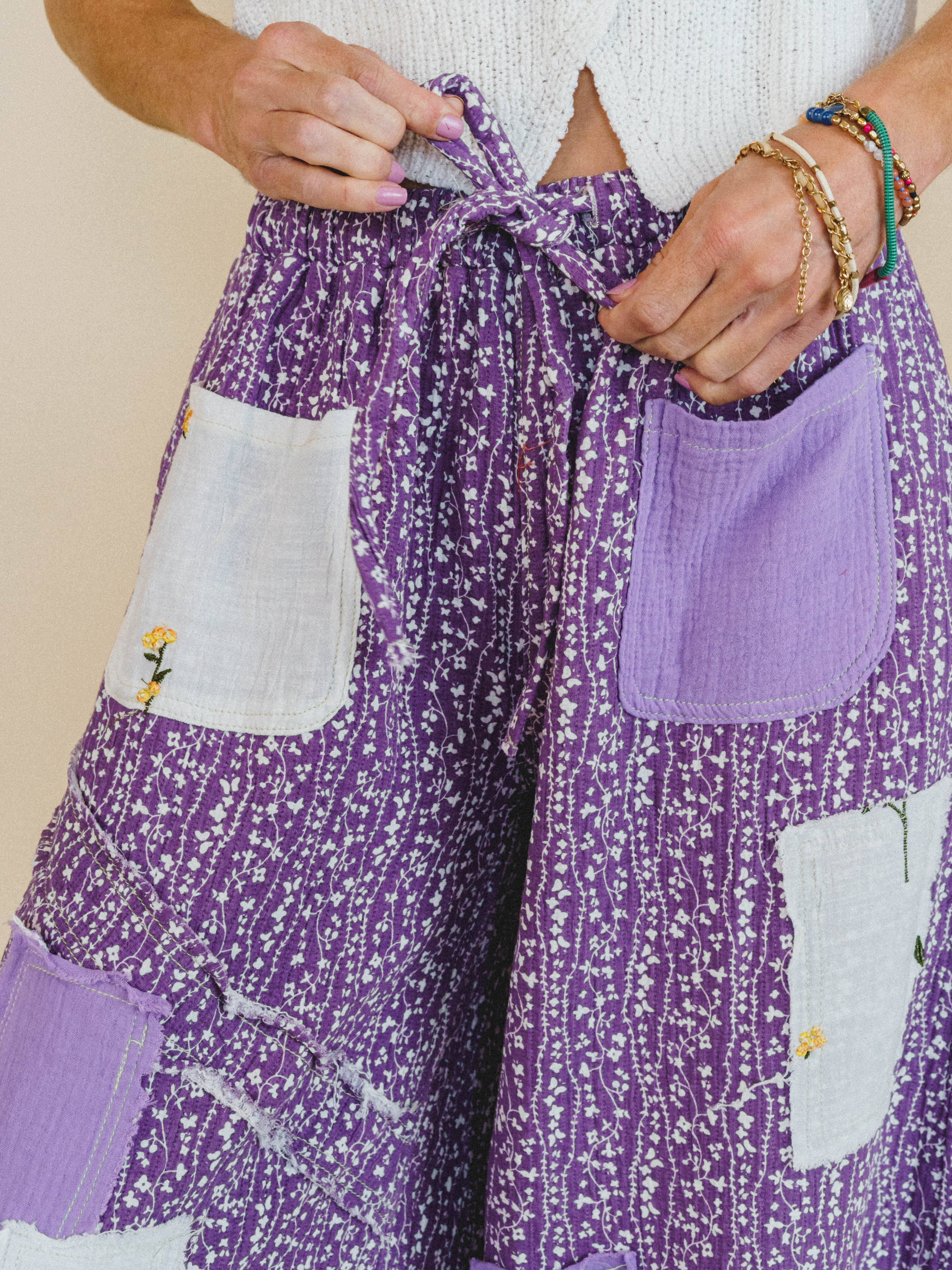 Jeanie Patchwork Pants - Lilac - Image 3