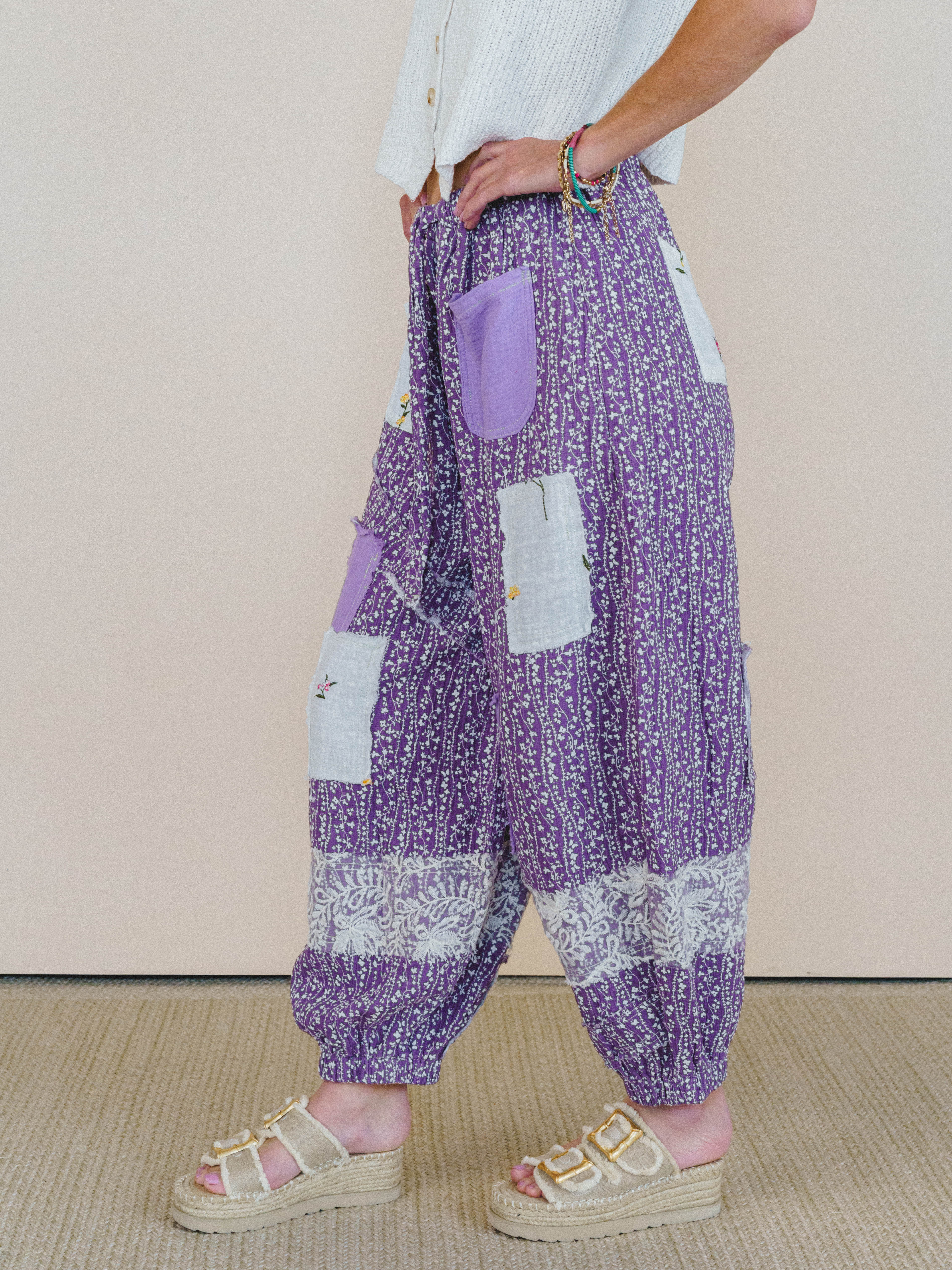 Jeanie Patchwork Pants - Lilac - Image 4