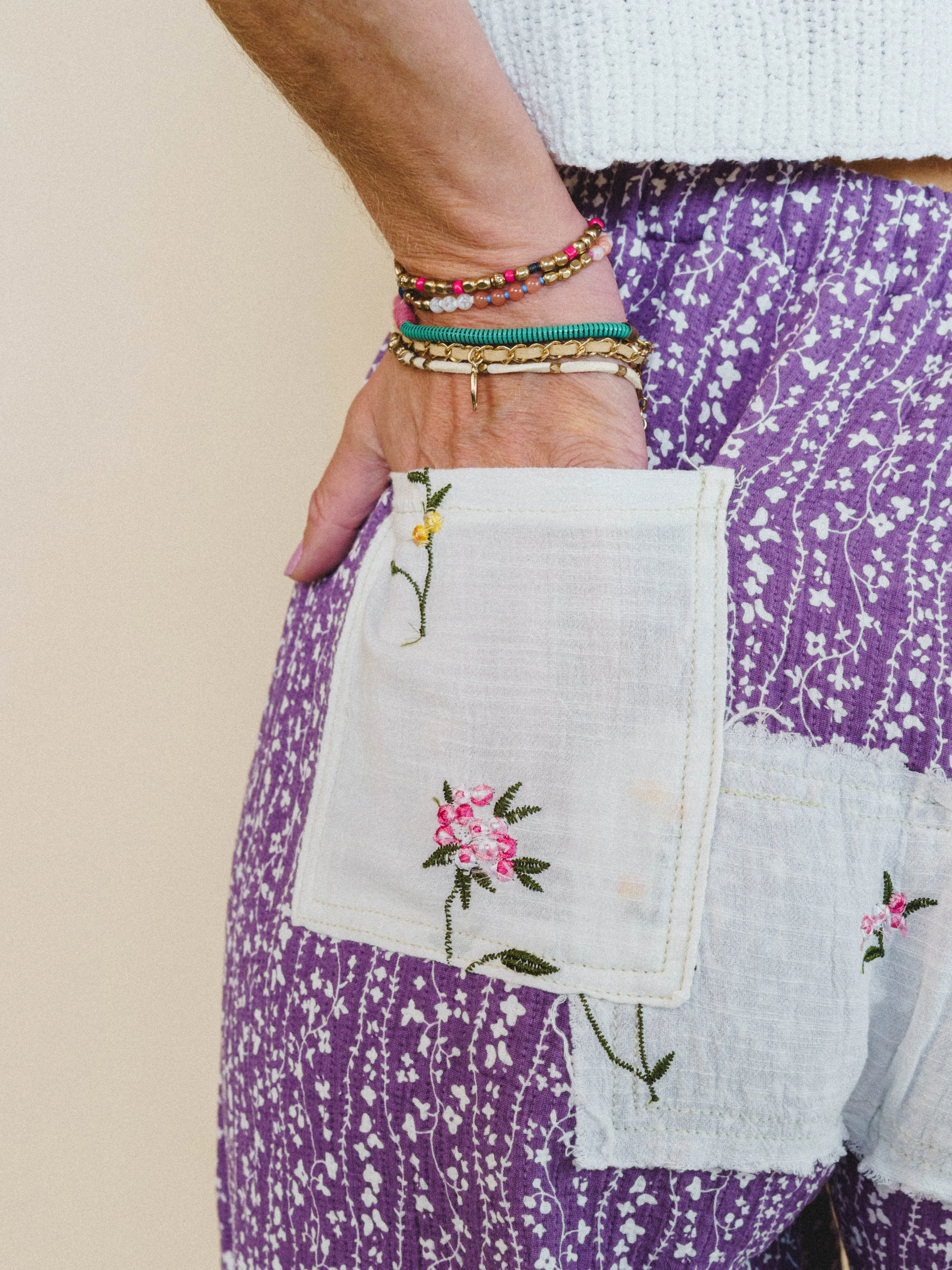 Jeanie Patchwork Pants - Lilac - Image 5