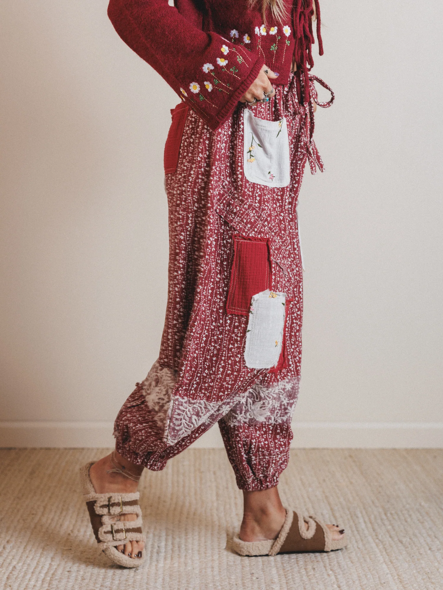 Jeanie Patchwork Pants - Raspberry Rose - Image 2