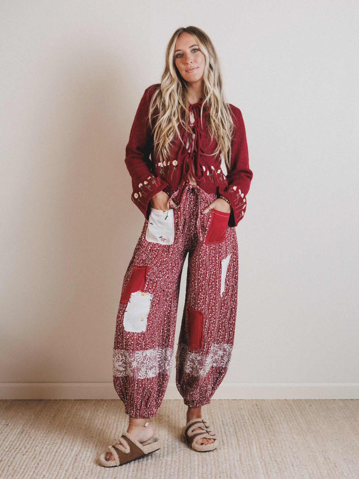 Jeanie Patchwork Pants - Raspberry Rose - Image 4