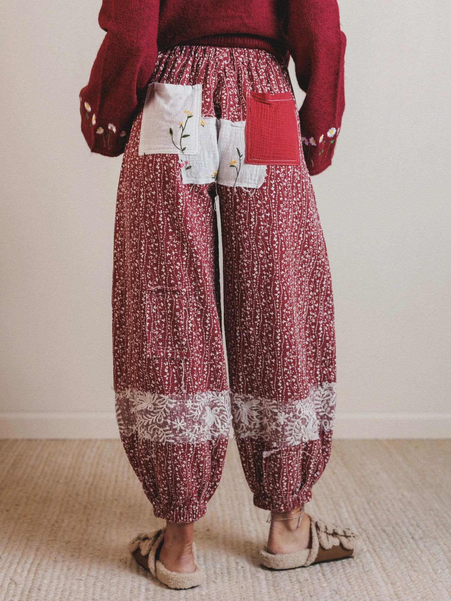 Jeanie Patchwork Pants - Raspberry Rose - Image 5