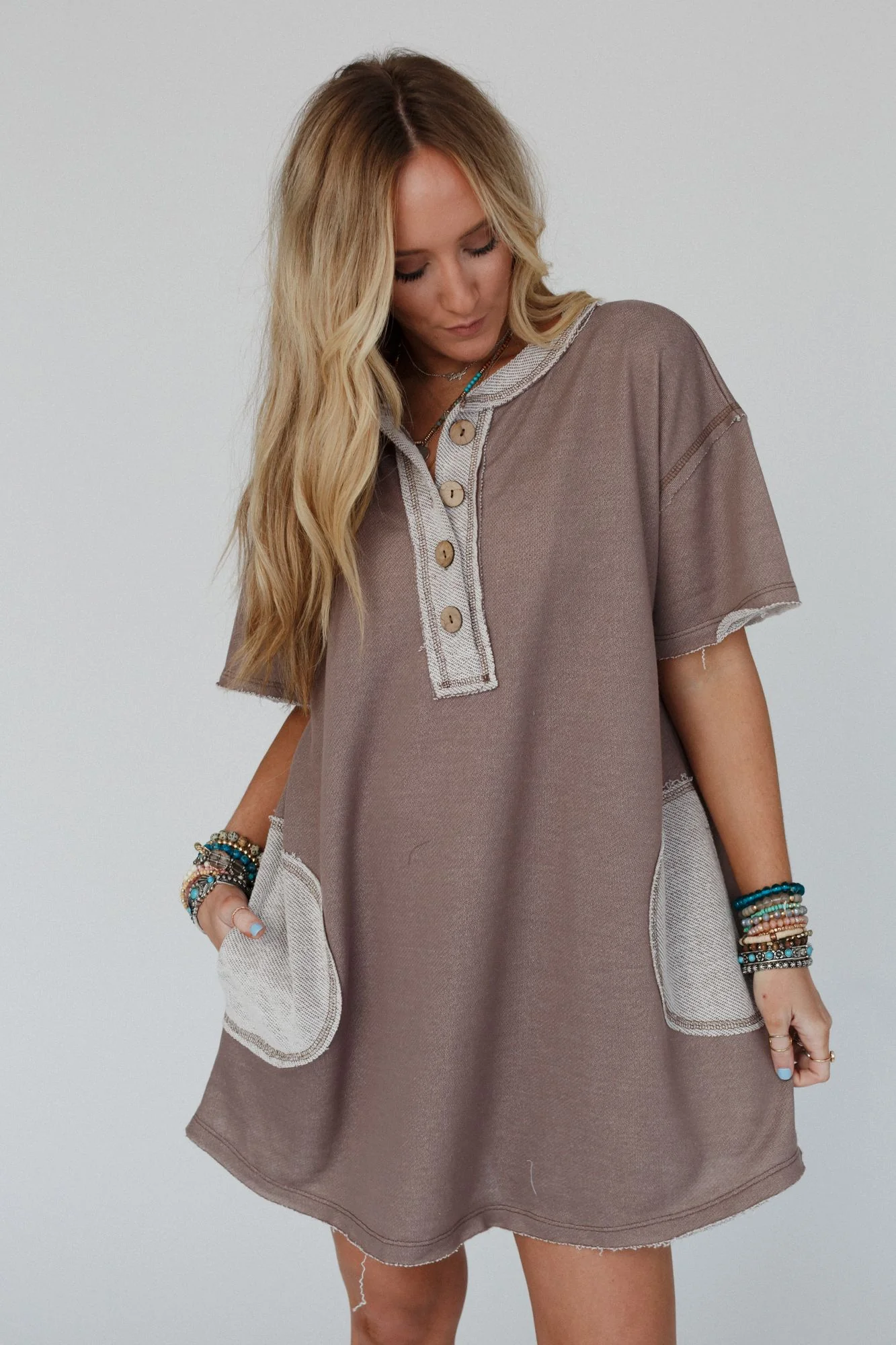 The Nest Jodi Tunic Dress - Mocha - Image 2