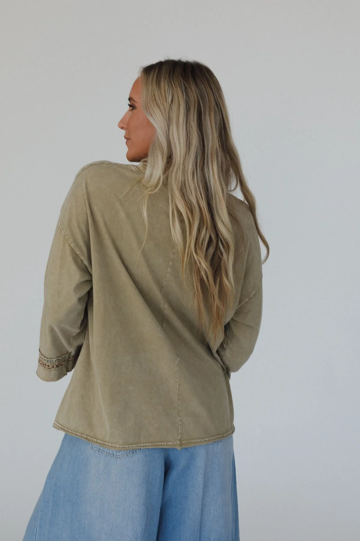 Josephine Peace Patchwork Top - Olive - Image 4