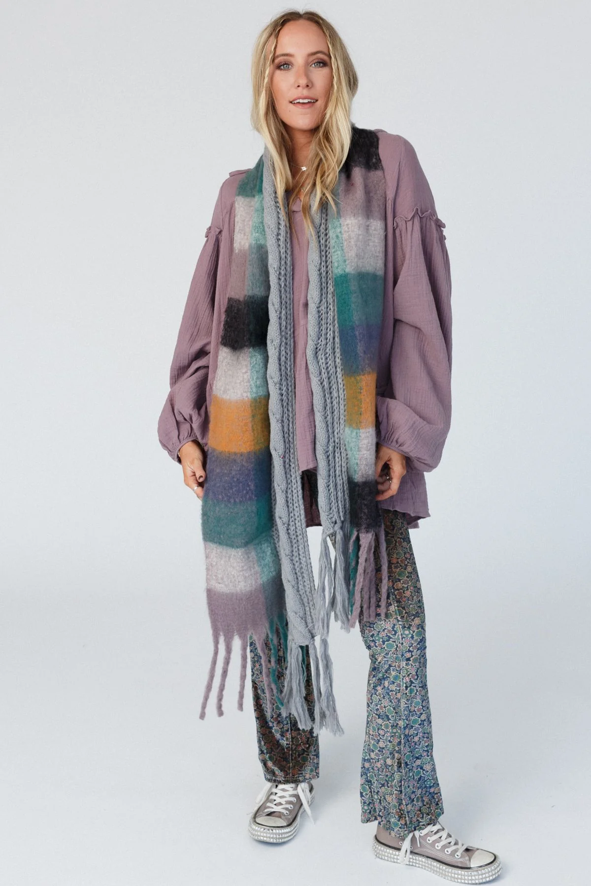 Joy Of Cozy Textured Scarf - Gray - Image 6