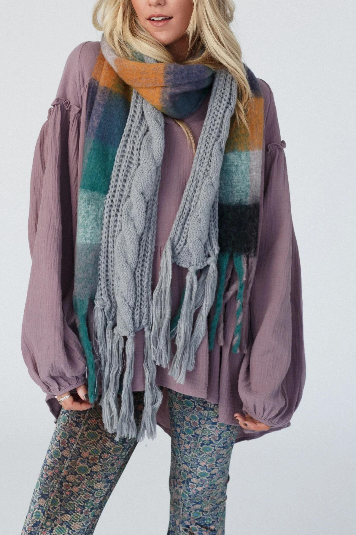 Joy Of Cozy Textured Scarf - Gray - Image 2