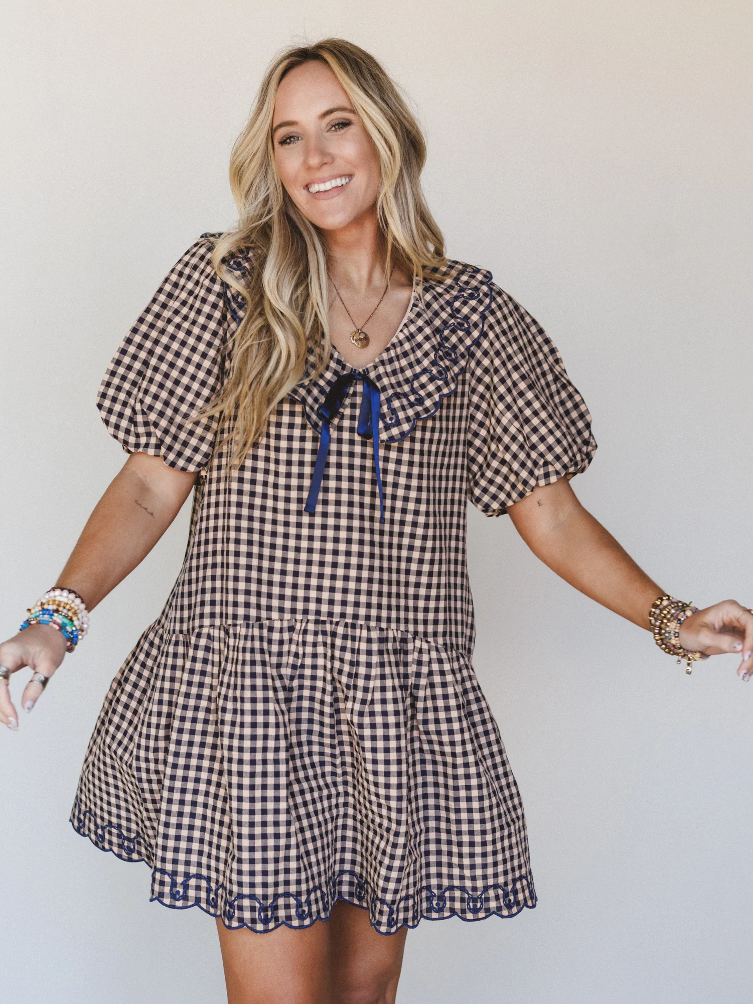 Joyfully Ever After Dress - Peach Navy - Image 6