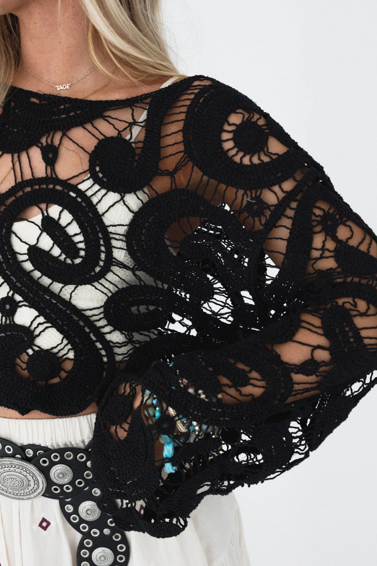Juliet Crochet Top - Black - Image 2